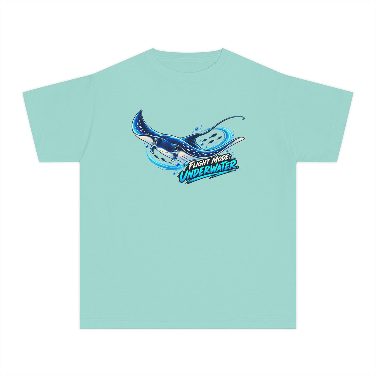 Manta Ray Flying Underwater, a Science design, on a youth midweight cotton tee