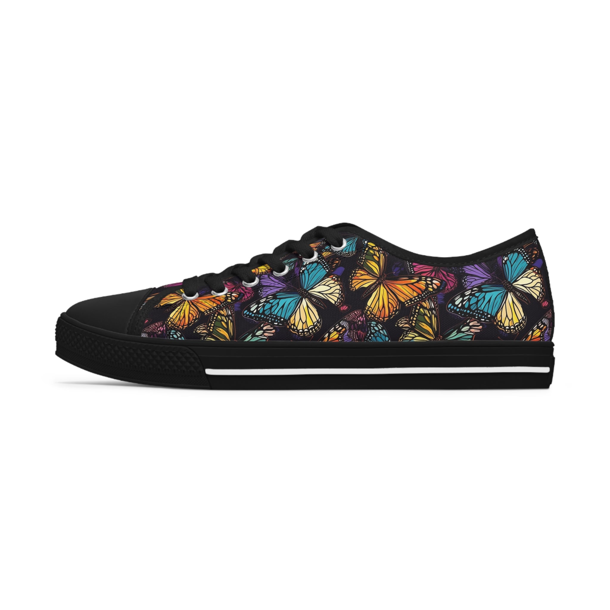 Women's Low Top Sneakers (AOP) - Seamless Butterfly Designs 06