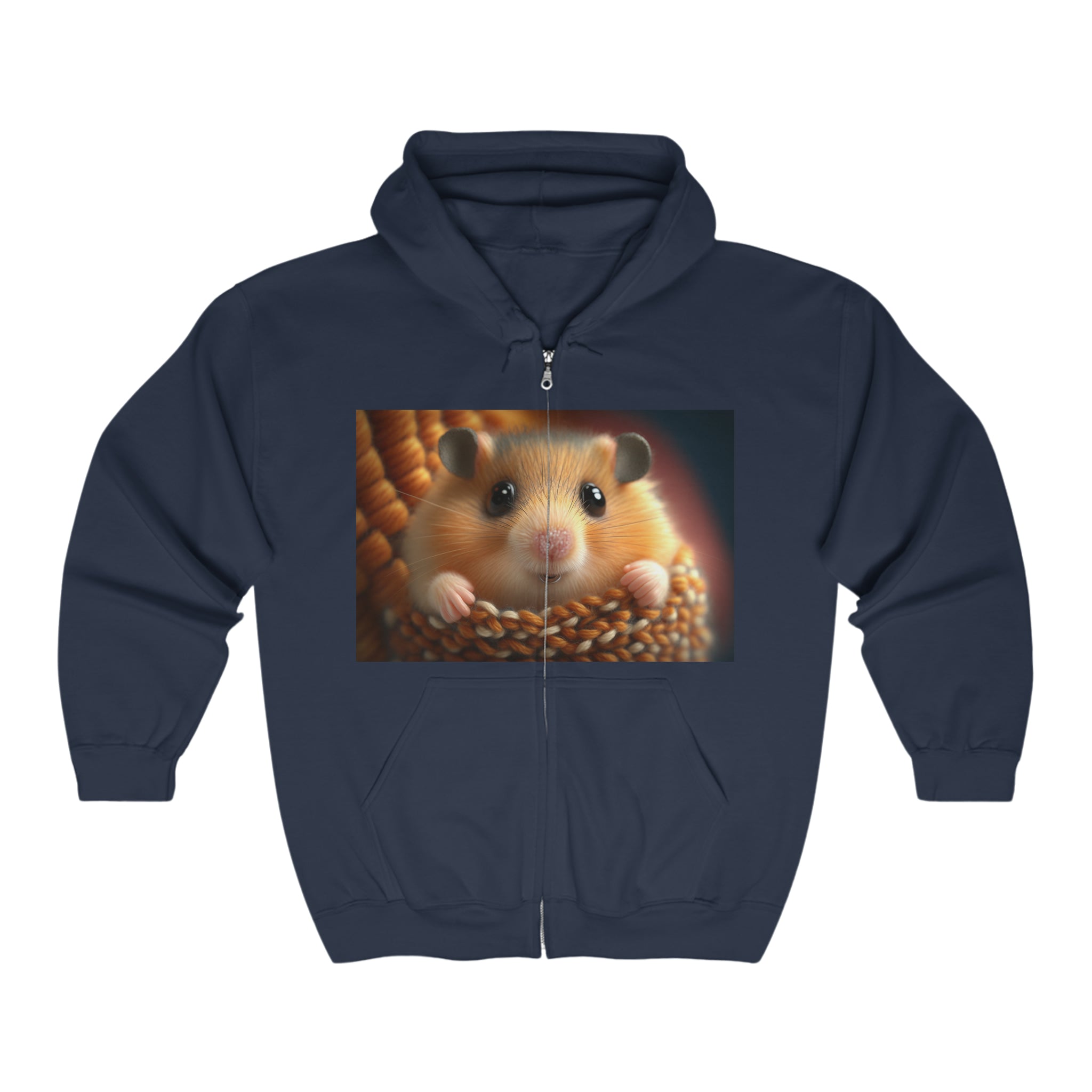 Unisex Heavy Blend™ Full Zip Hooded Sweatshirt - Baby Animals - Hamster