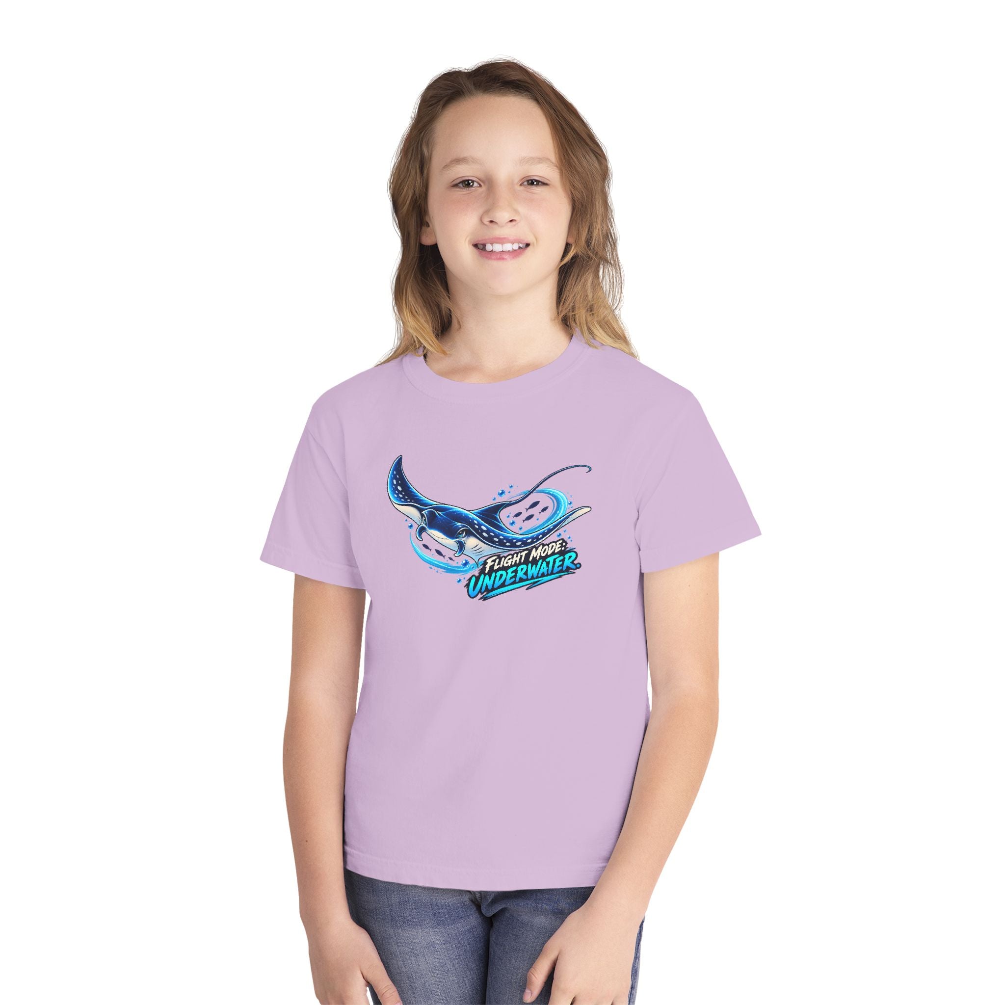 Youth Midweight Cotton Tee - Manta Ray
