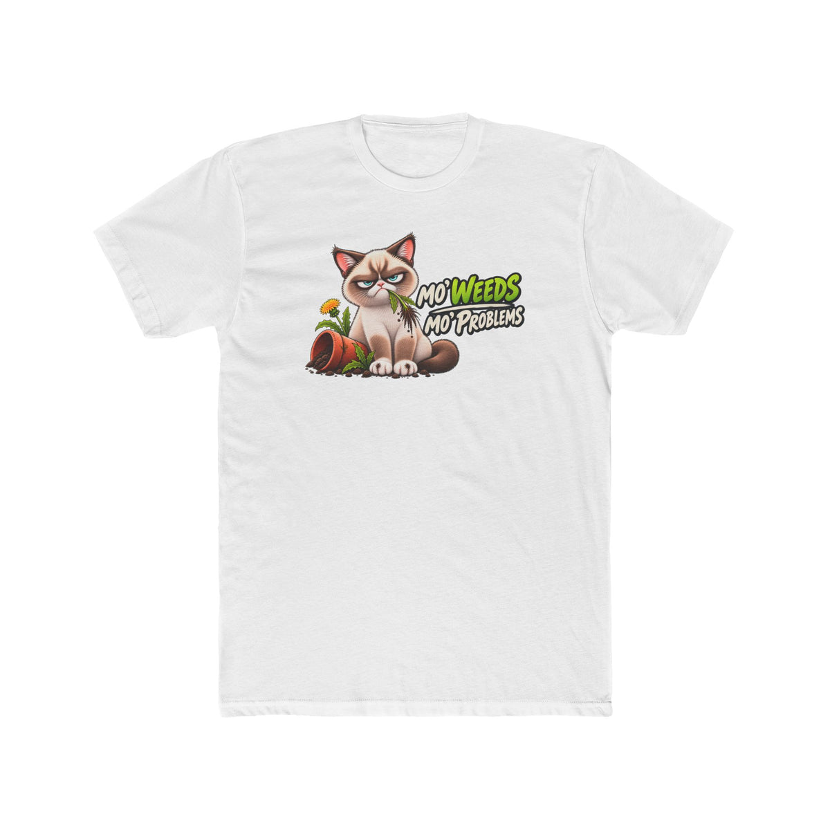 Men's Cotton Crew Tee - Grumpy Cats Collection - Mo' Weeds Mo' Problems