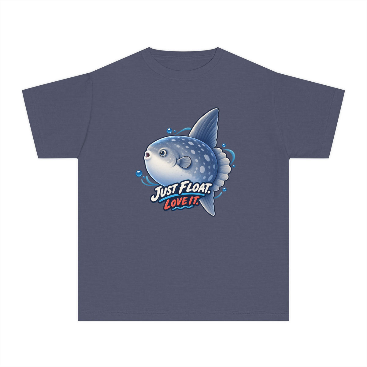 Sunfish drifting, a Science design, on a youth midweight cotton tee
