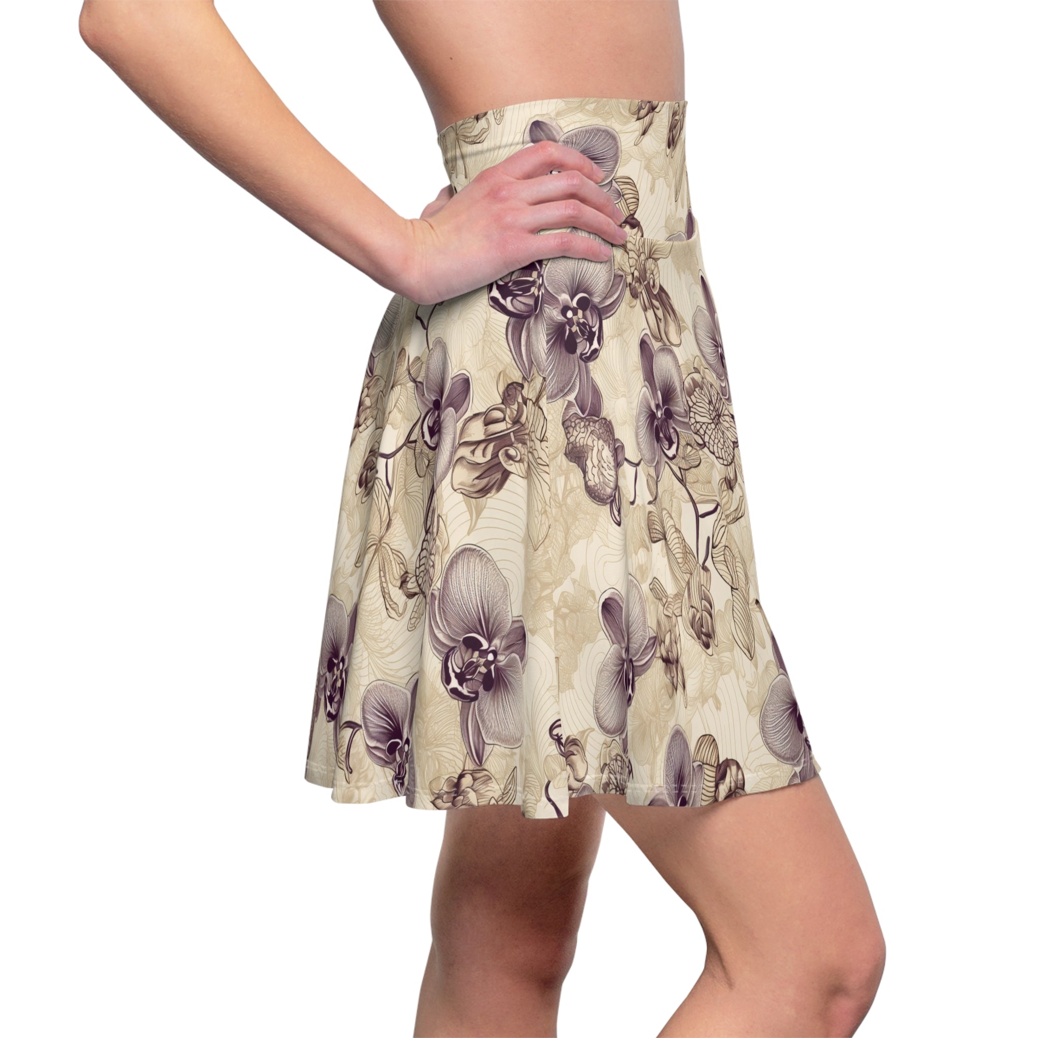 Women's Skater Skirt (AOP) - Seamless Watercolor Designs - Orchids