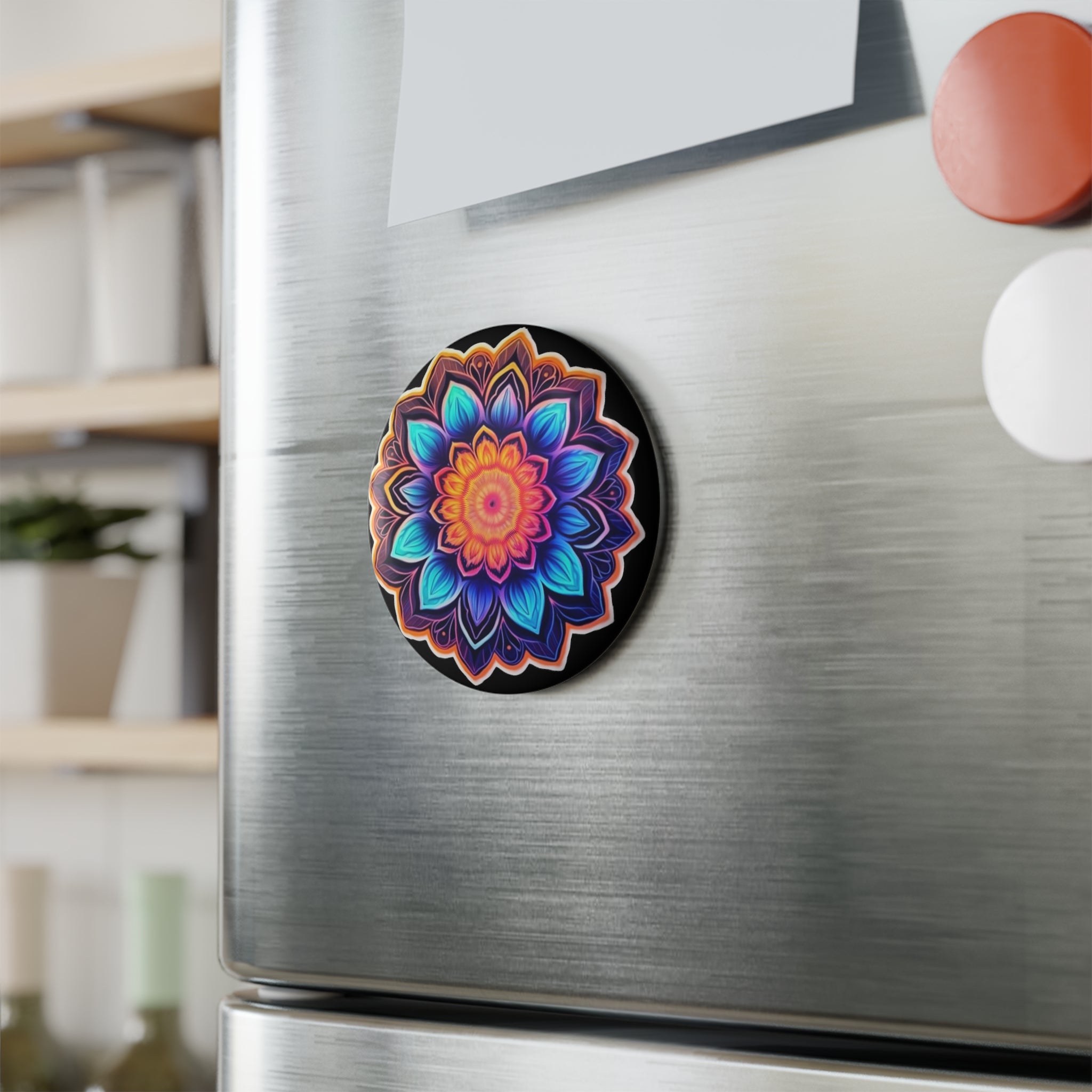 Button Magnet, Round (1 & 10 pcs) - Mandalas 22
