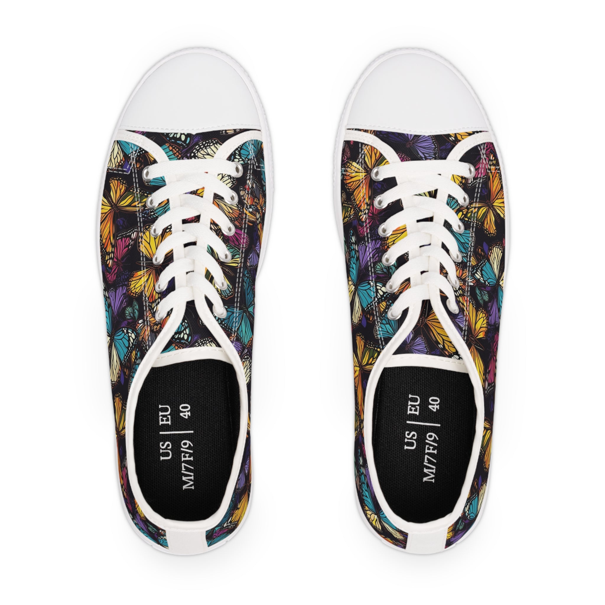 Women's Low Top Sneakers (AOP) - Seamless Butterfly Designs 06