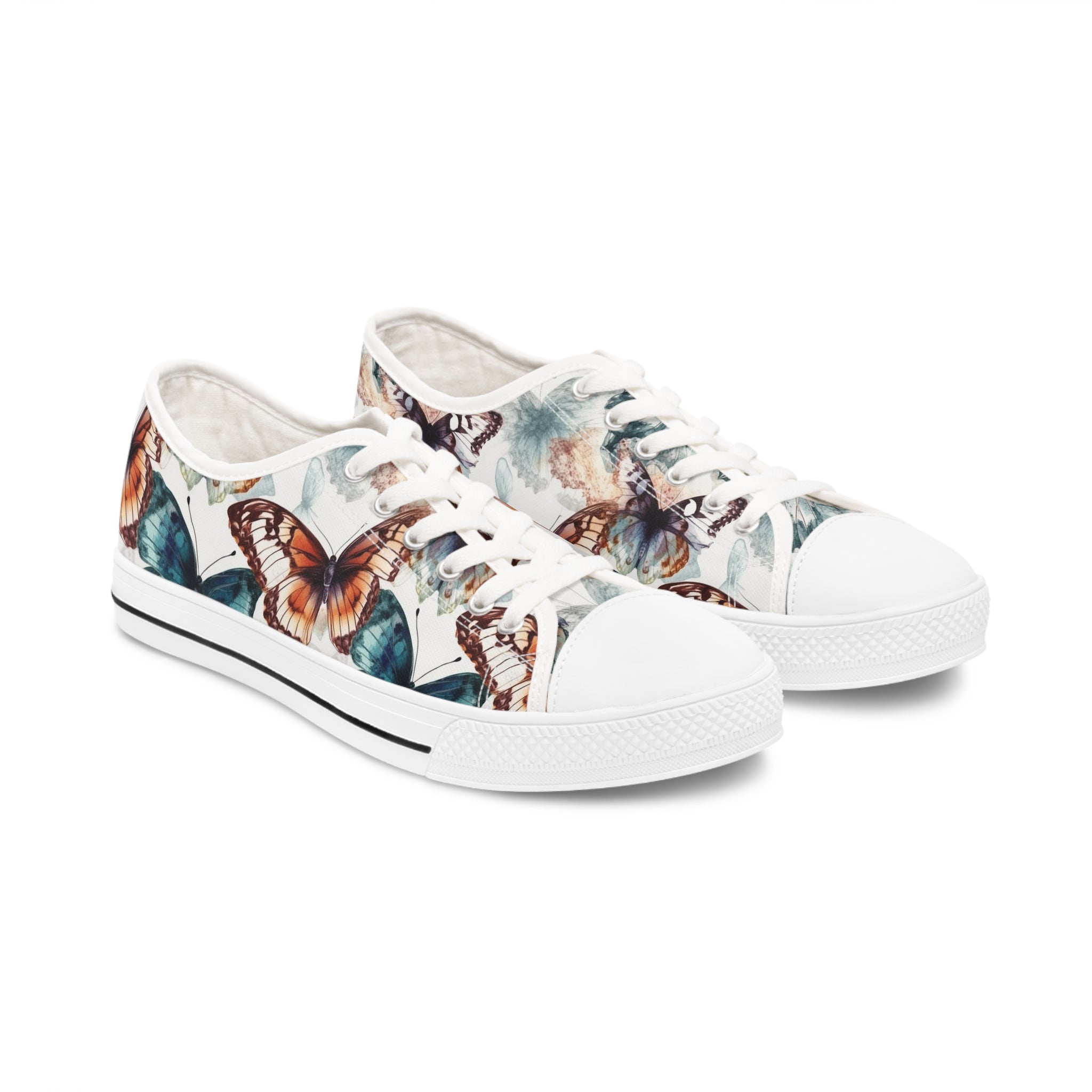 Women's Low Top Sneakers (AOP) - Seamless Butterfly Designs 07