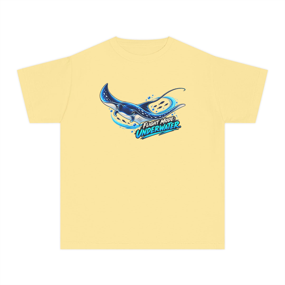 Manta Ray Flying Underwater, a Science design, on a youth midweight cotton tee