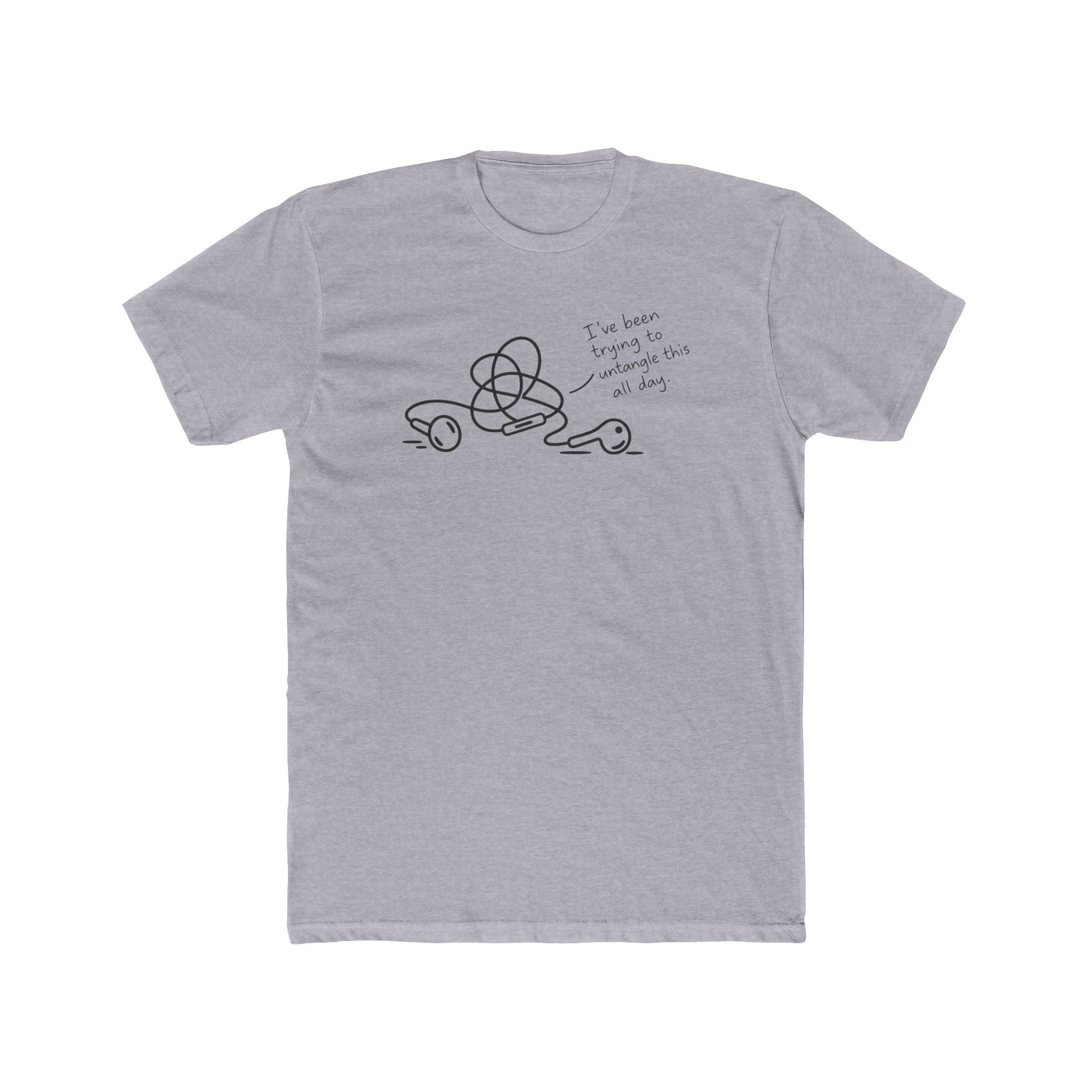 Men's Cotton Crew Tee - Objectively Speaking collection - Earphones, tangled all day