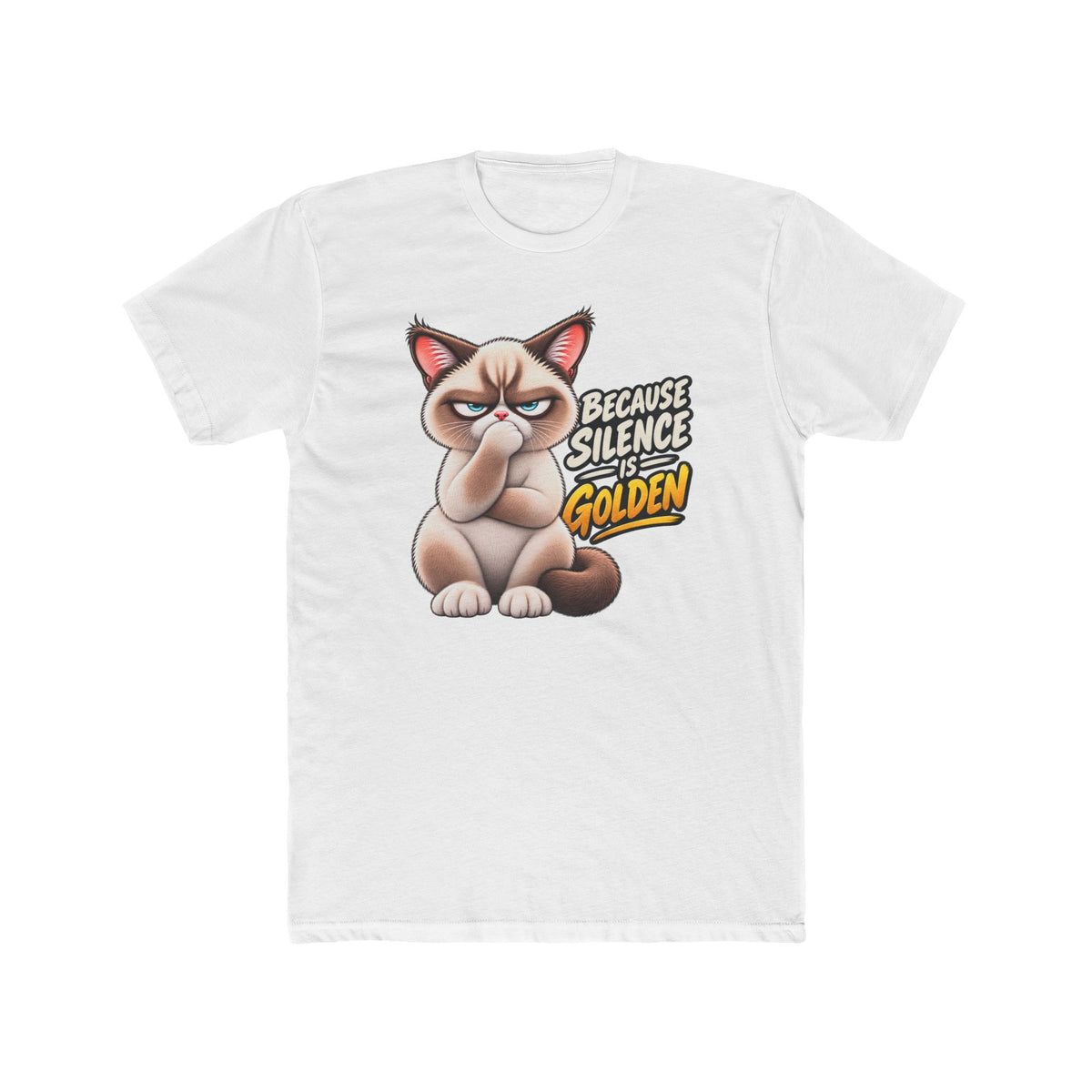 Men's Cotton Crew Tee - Grumpy Cats Collection - Silence is Golden