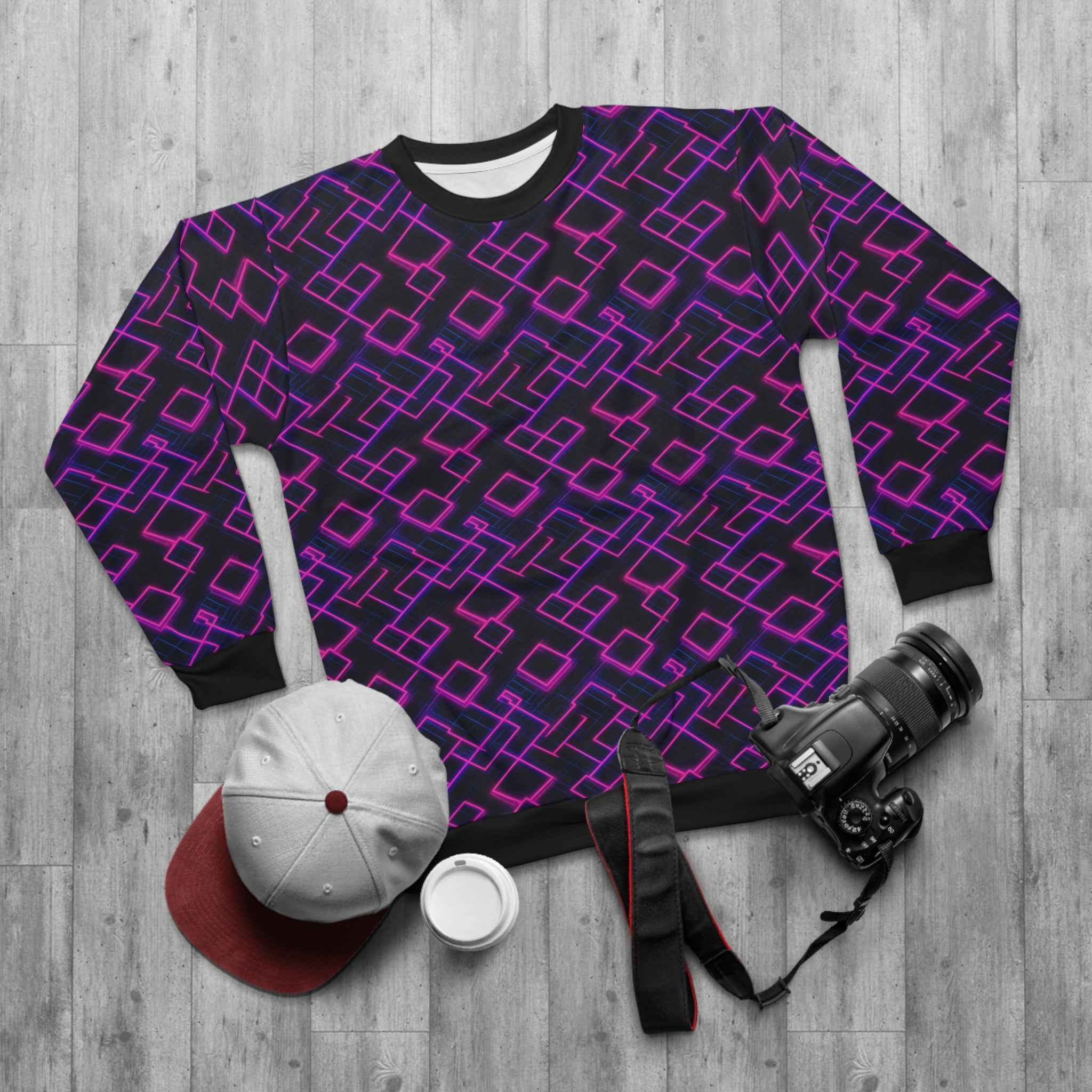 Unisex Sweatshirt (AOP) - Seamless Synthwave Designs 04