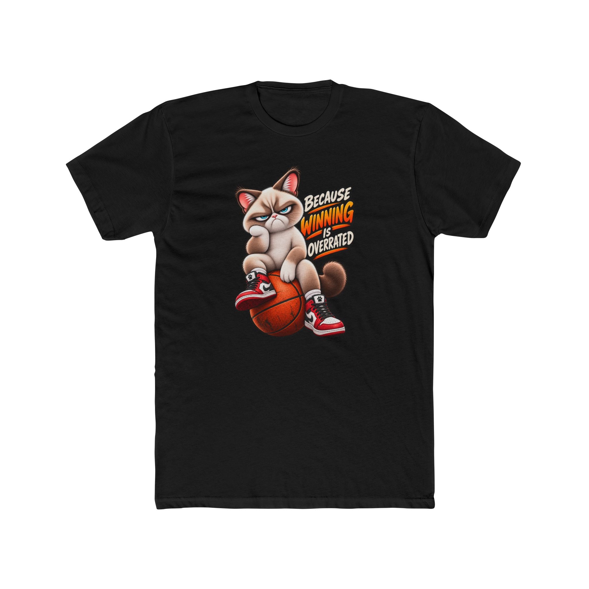 Men's Cotton Crew Tee - Grumpy Cats Collection - Because Winning is Overrated (Basketball)