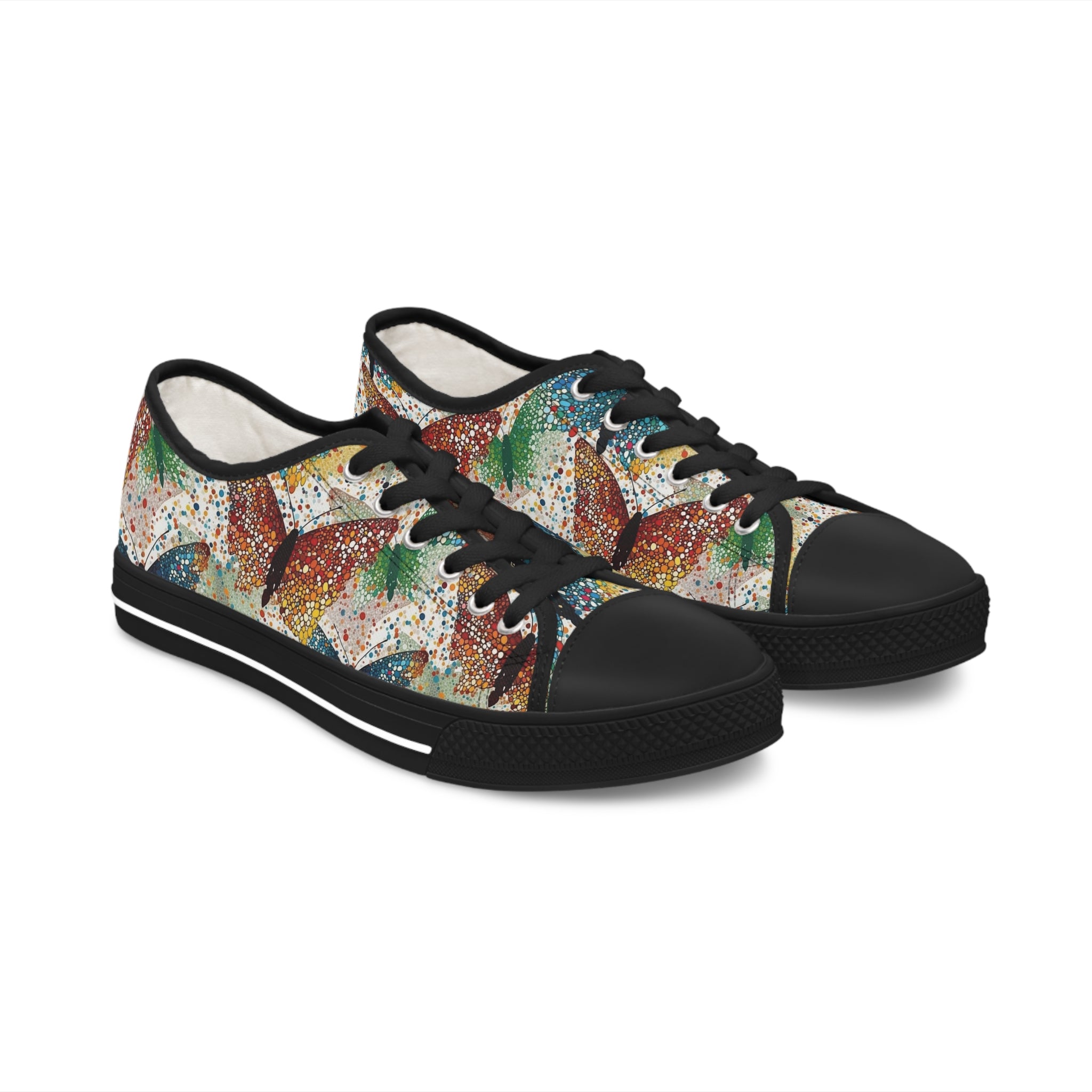 Women's Low Top Sneakers (AOP) - Seamless Butterfly Designs 08