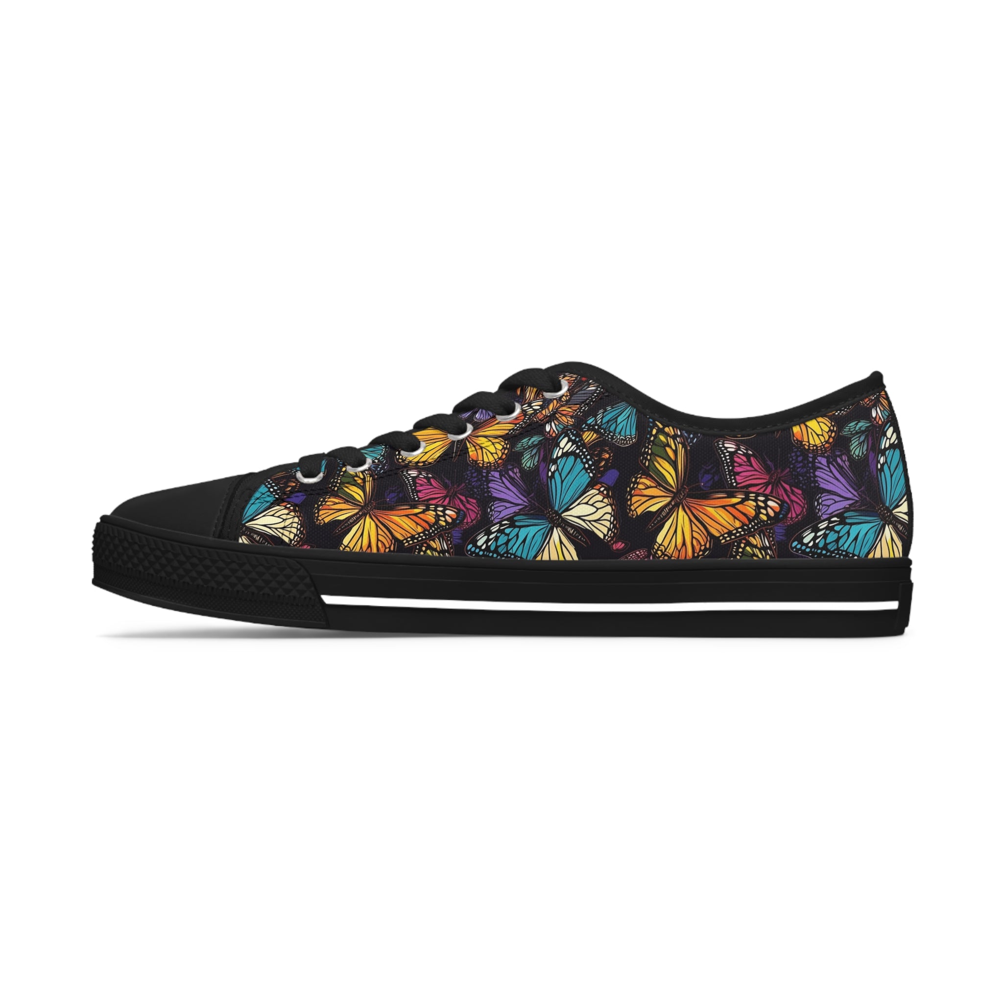Women's Low Top Sneakers (AOP) - Seamless Butterfly Designs 06