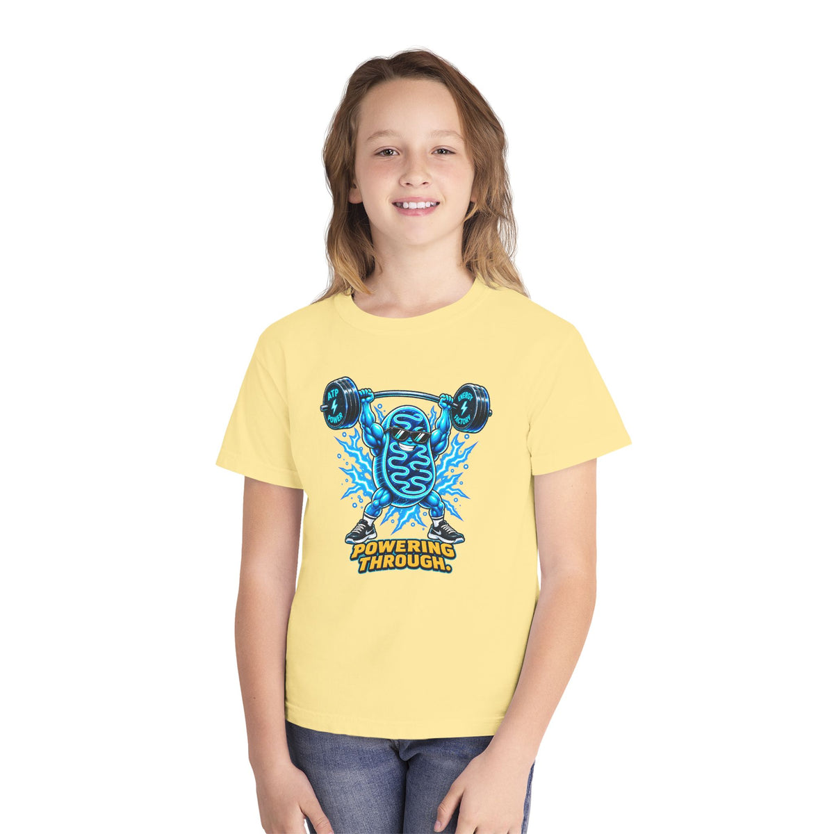 Mitochondria Powerhouse, a Science design, on a youth midweight cotton tee