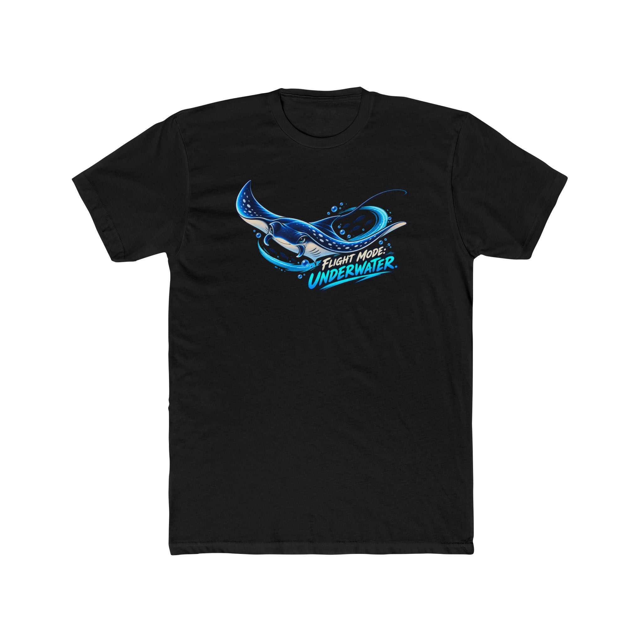 Men's Cotton Crew Tee - Science collection - Manta Ray Flying Underwater