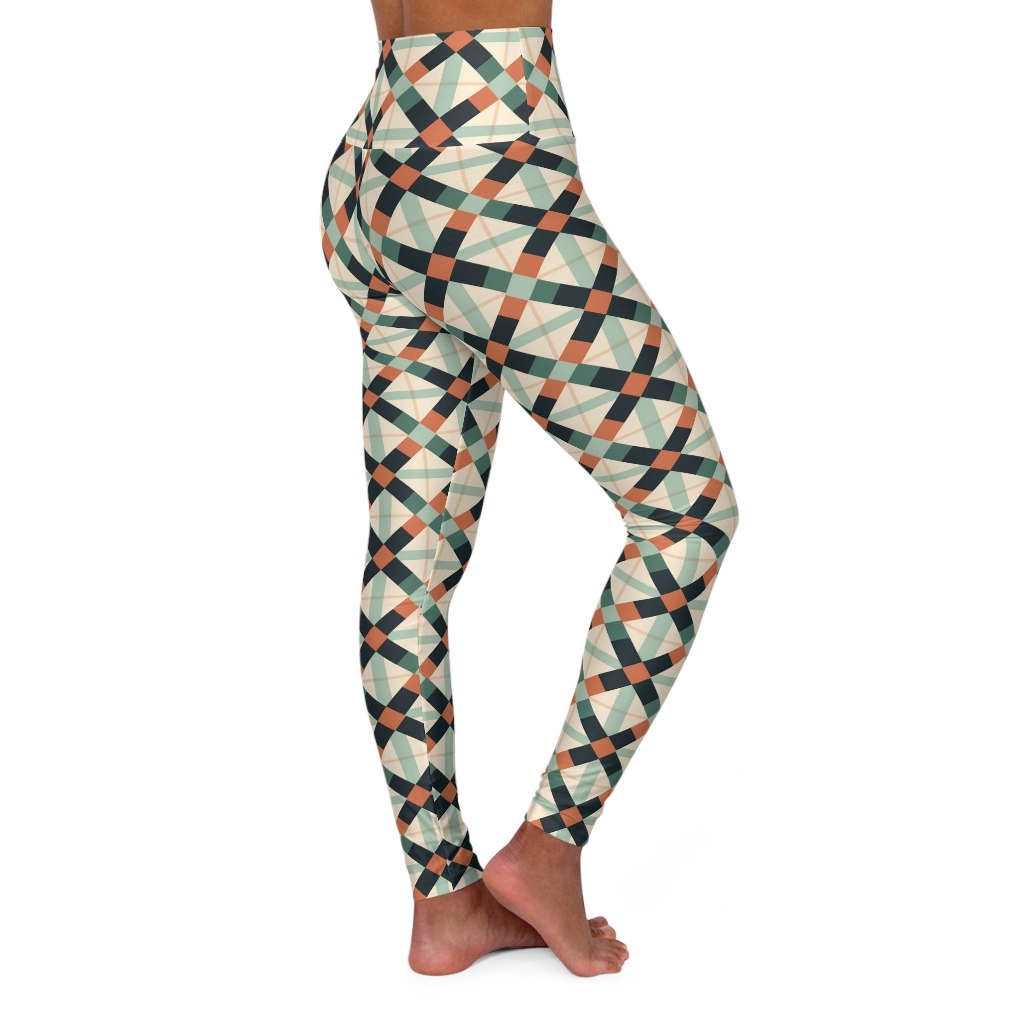 High Waisted Yoga Leggings (AOP) - Seamless Checkered Designs 05