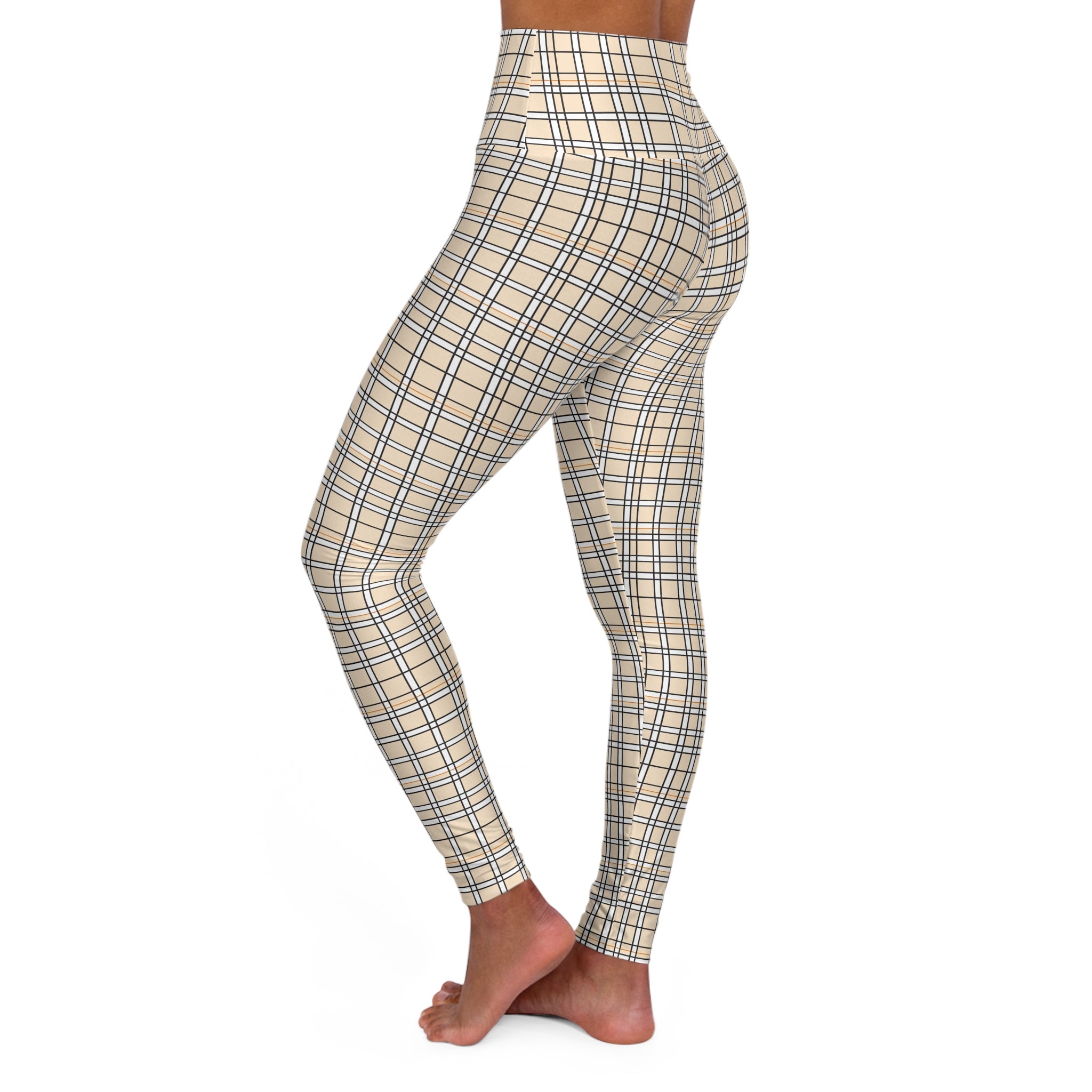 High Waisted Yoga Leggings (AOP) - Seamless Checkered Designs 04