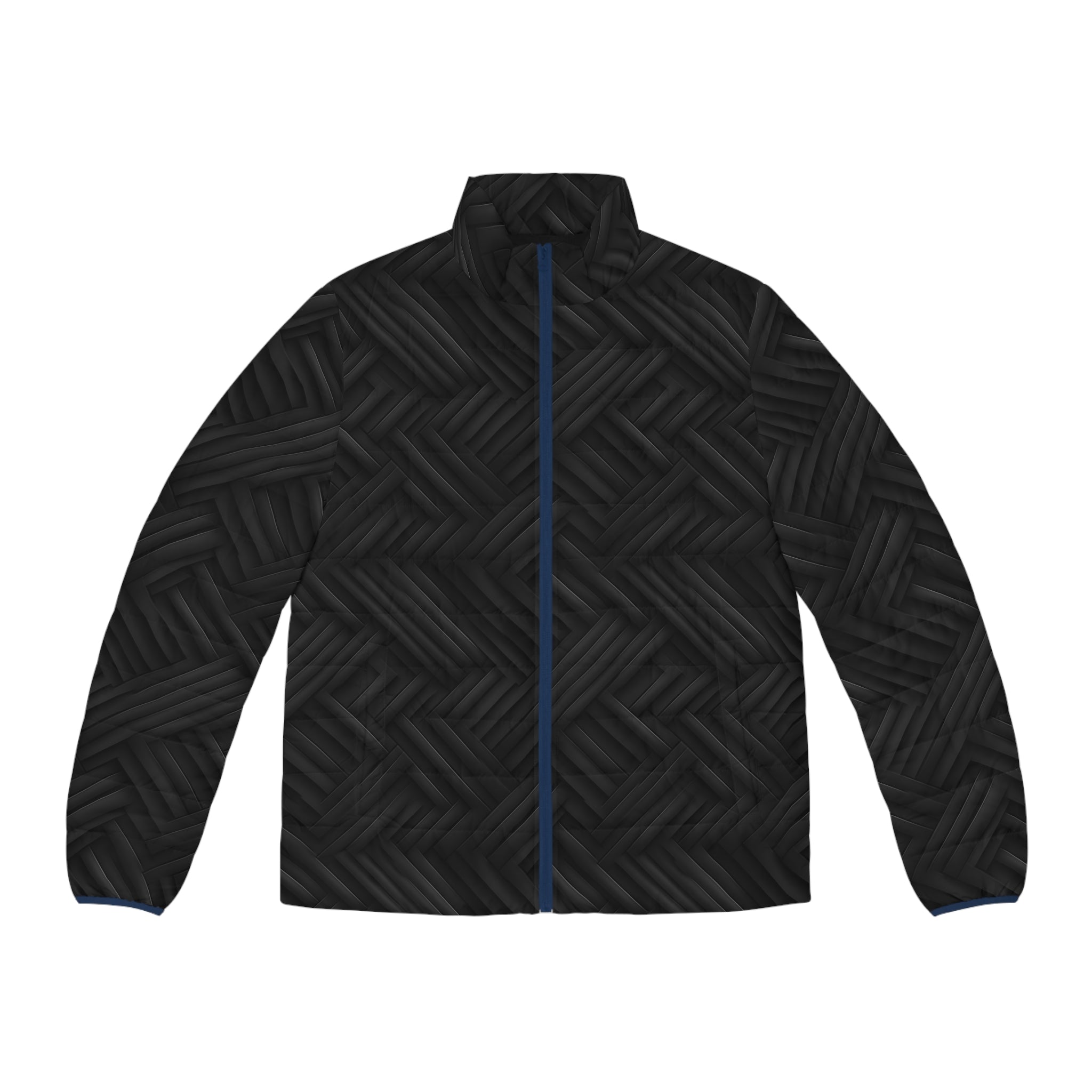 Men's Puffer Jacket (AOP) - Black Noir Designs 01
