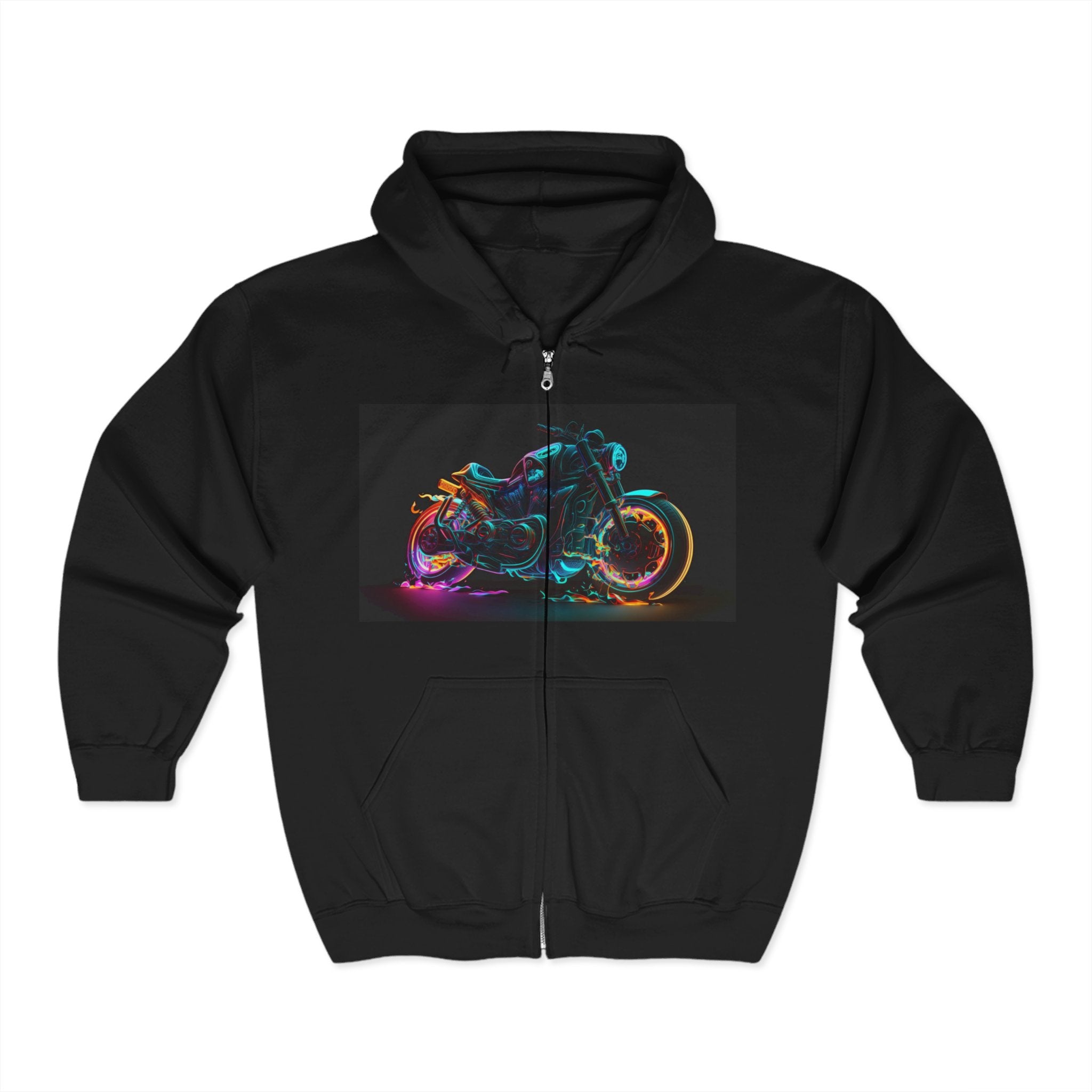 Unisex Heavy Blend™ Full Zip Hooded Sweatshirt - Neon Motorcycle 10