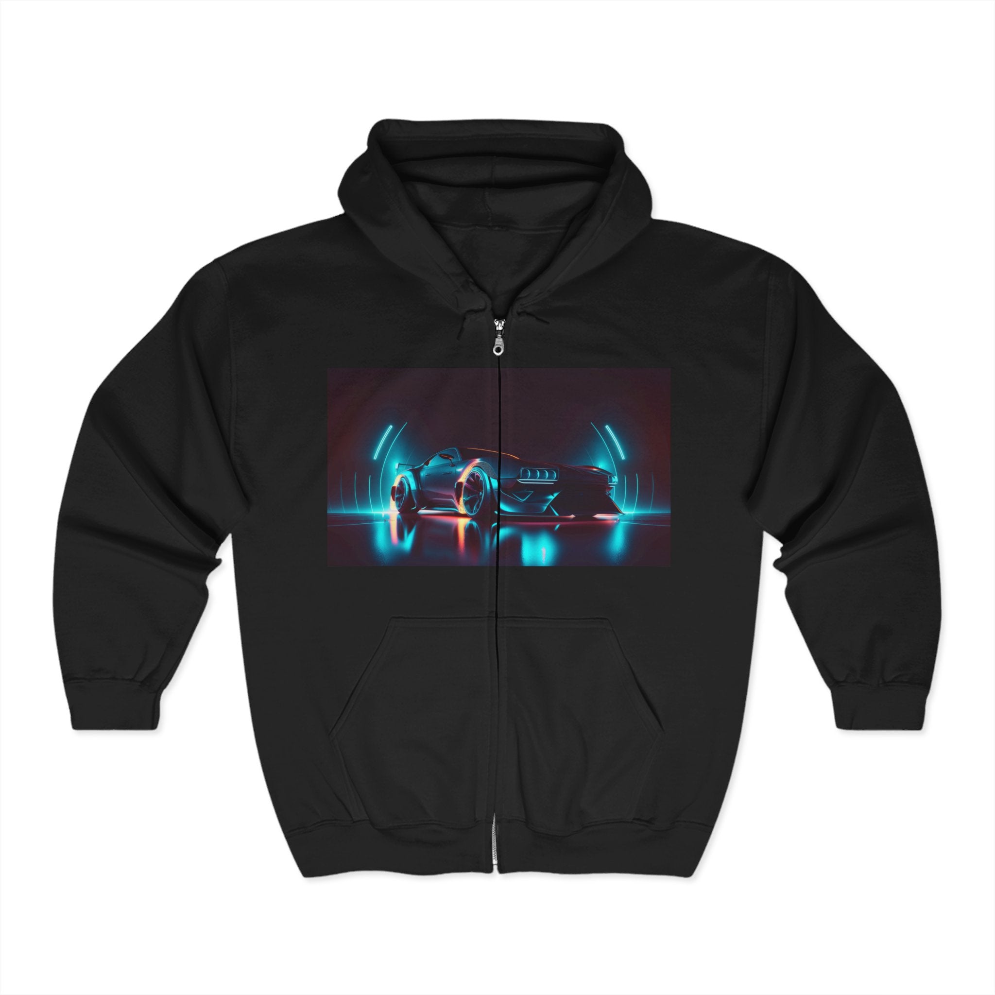 Unisex Heavy Blend™ Full Zip Hooded Sweatshirt - Neon Car 13