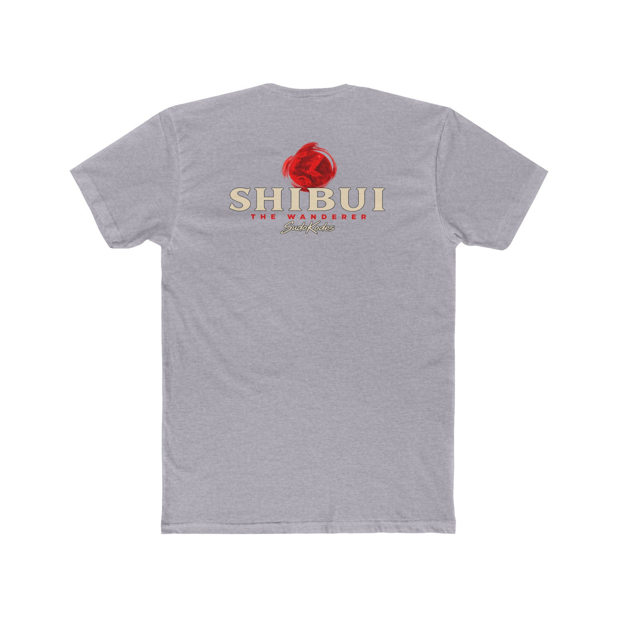 The Wanderer, a Shibui design, on a men's cotton crew tee