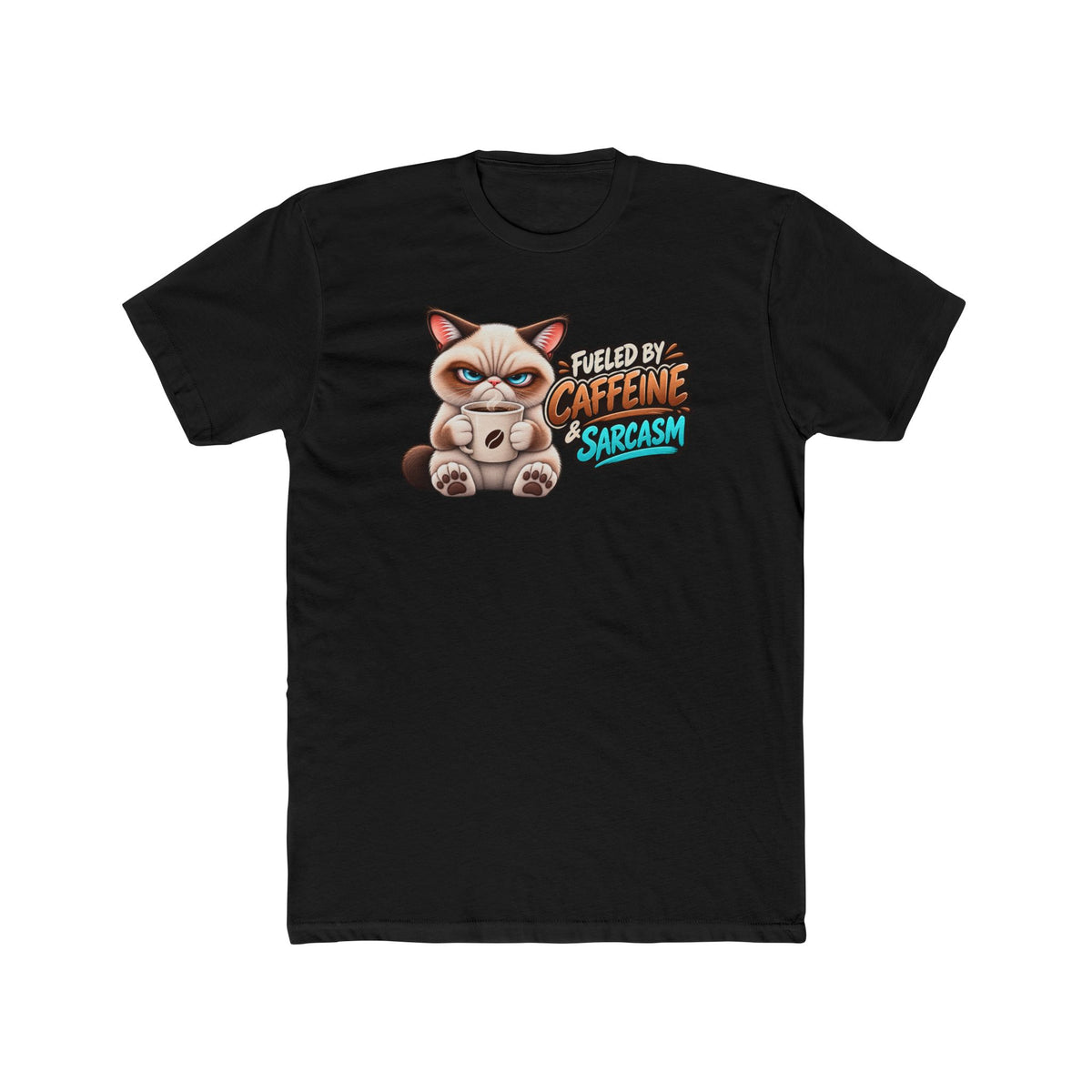 Men's Cotton Crew Tee - Grumpy Cats Collection - Fueled by Caffeine & Sarcasm