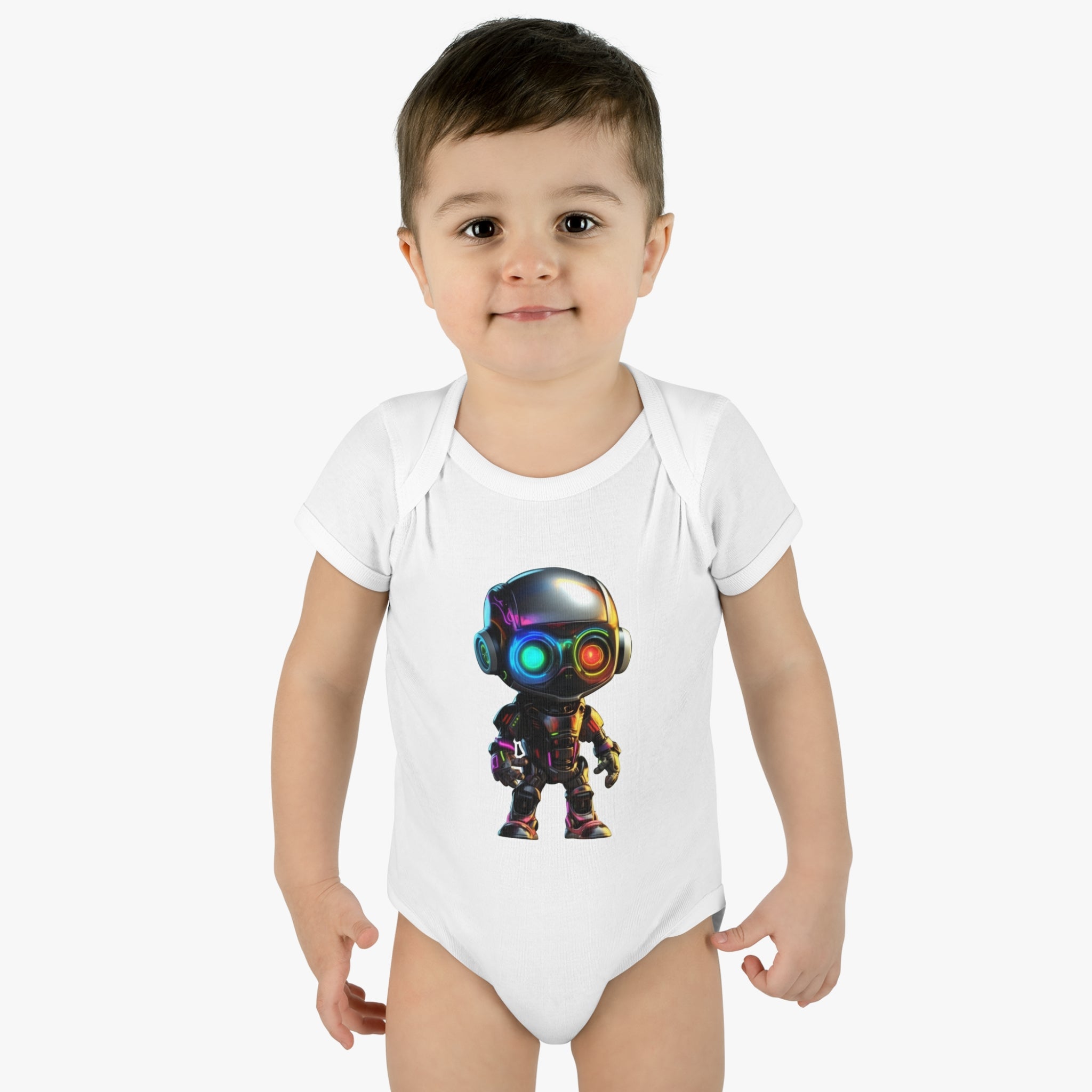 Infant Baby Rib Bodysuit - Byte, Robot Pop Art 06