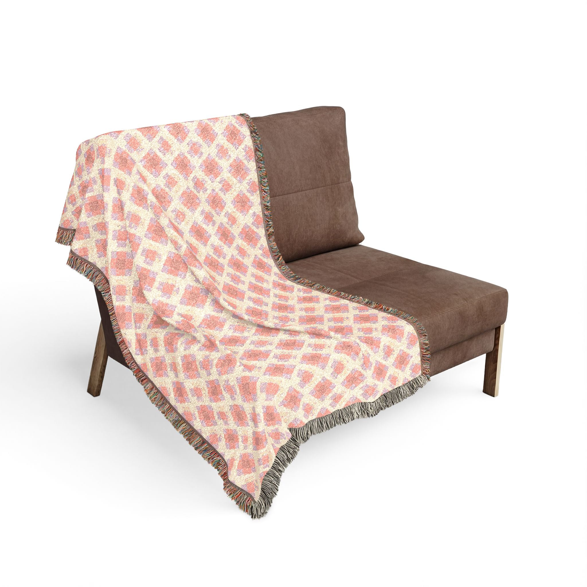 Woven Throw Blanket — Reversible Cozy Check Pattern for Living Room & Cabin - Design 02