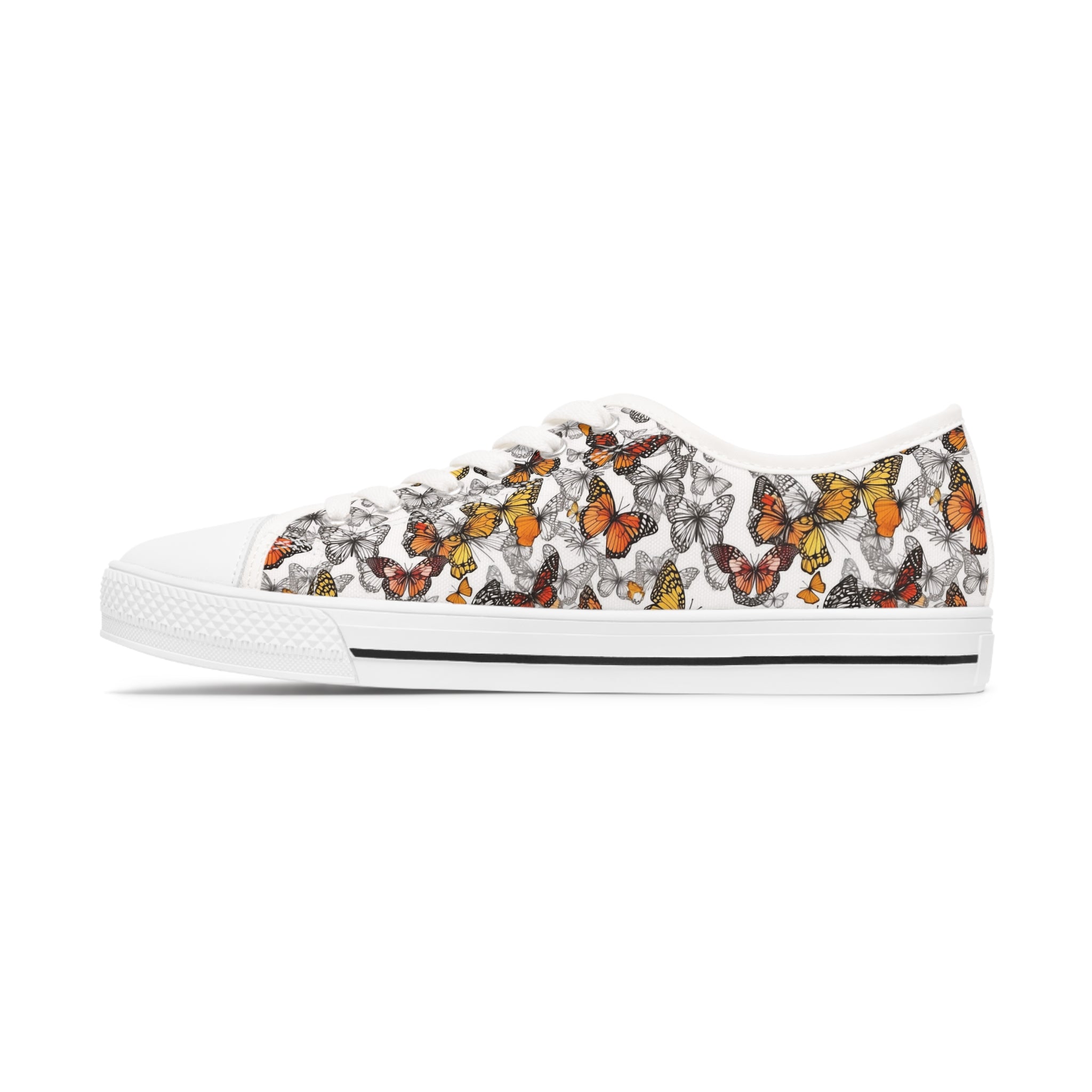 Women's Low Top Sneakers (AOP) - Seamless Butterfly Designs 04
