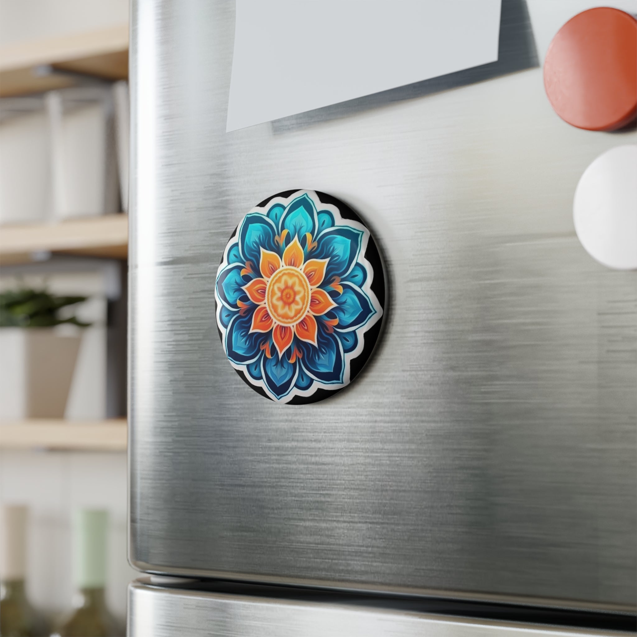 Button Magnet, Round (1 & 10 pcs) - Mandalas 04