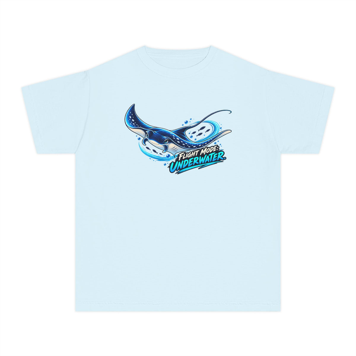 Manta Ray Flying Underwater, a Science design, on a youth midweight cotton tee