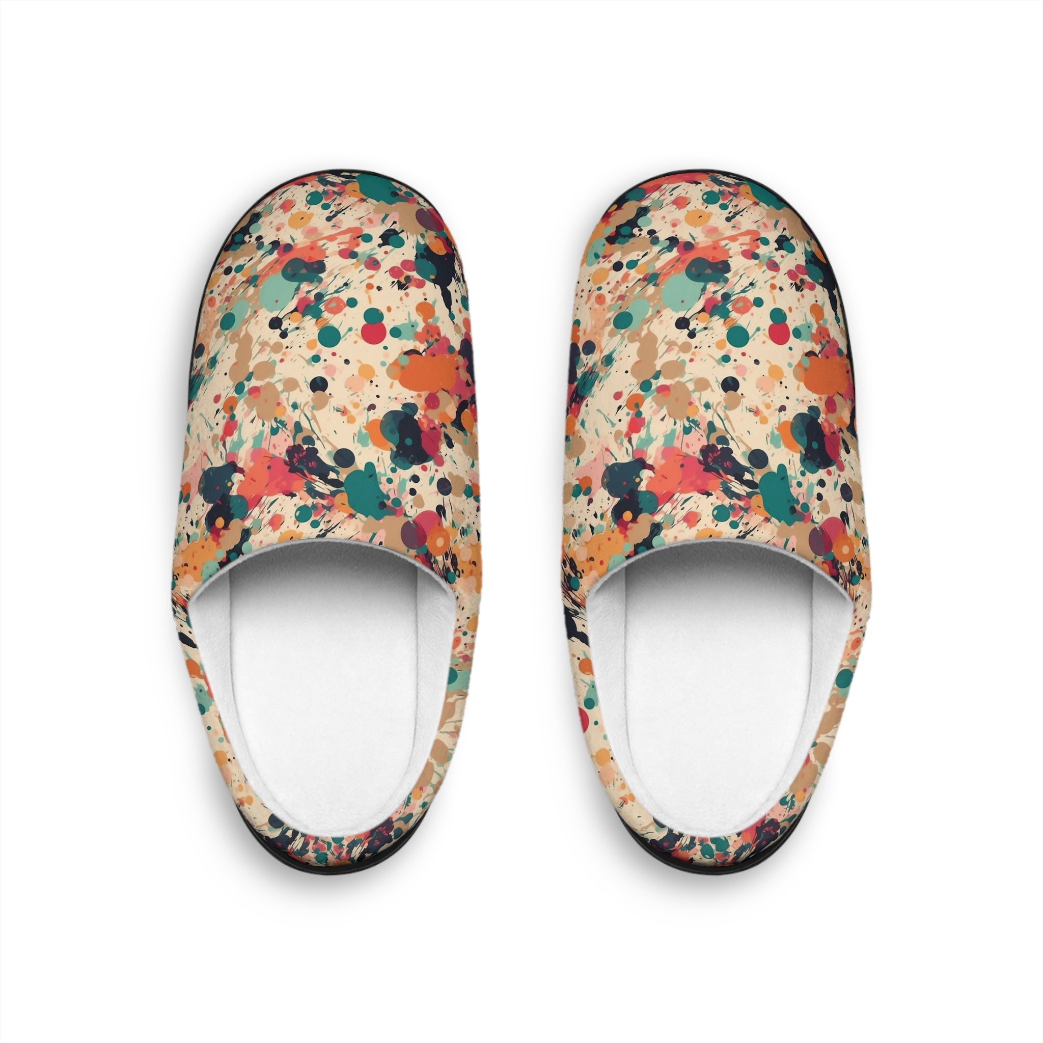 Men's Indoor Slippers (AOP) - Seamless Color Splatter Design 02