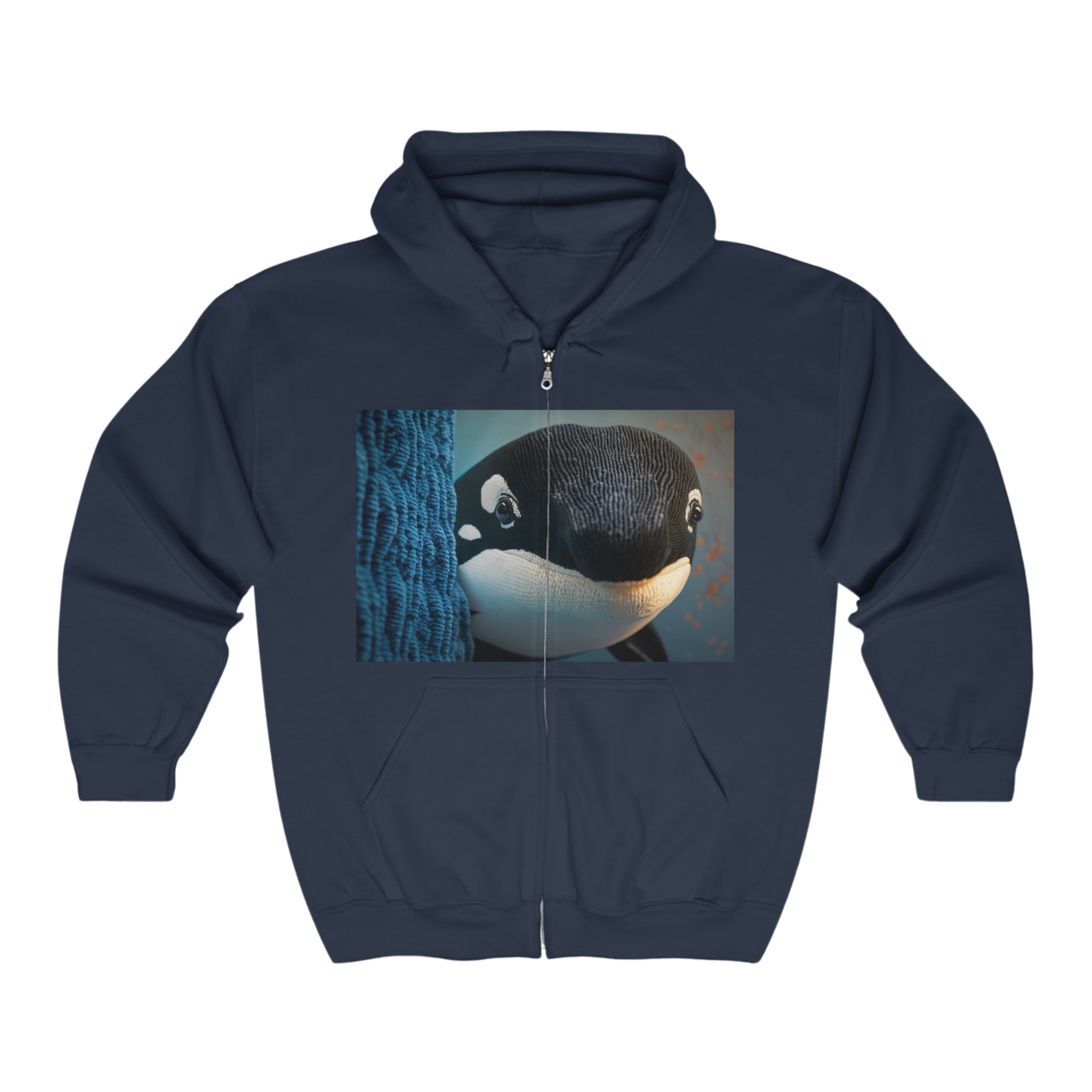 Unisex Heavy Blend™ Full Zip Hooded Sweatshirt - Baby Animals - Orca