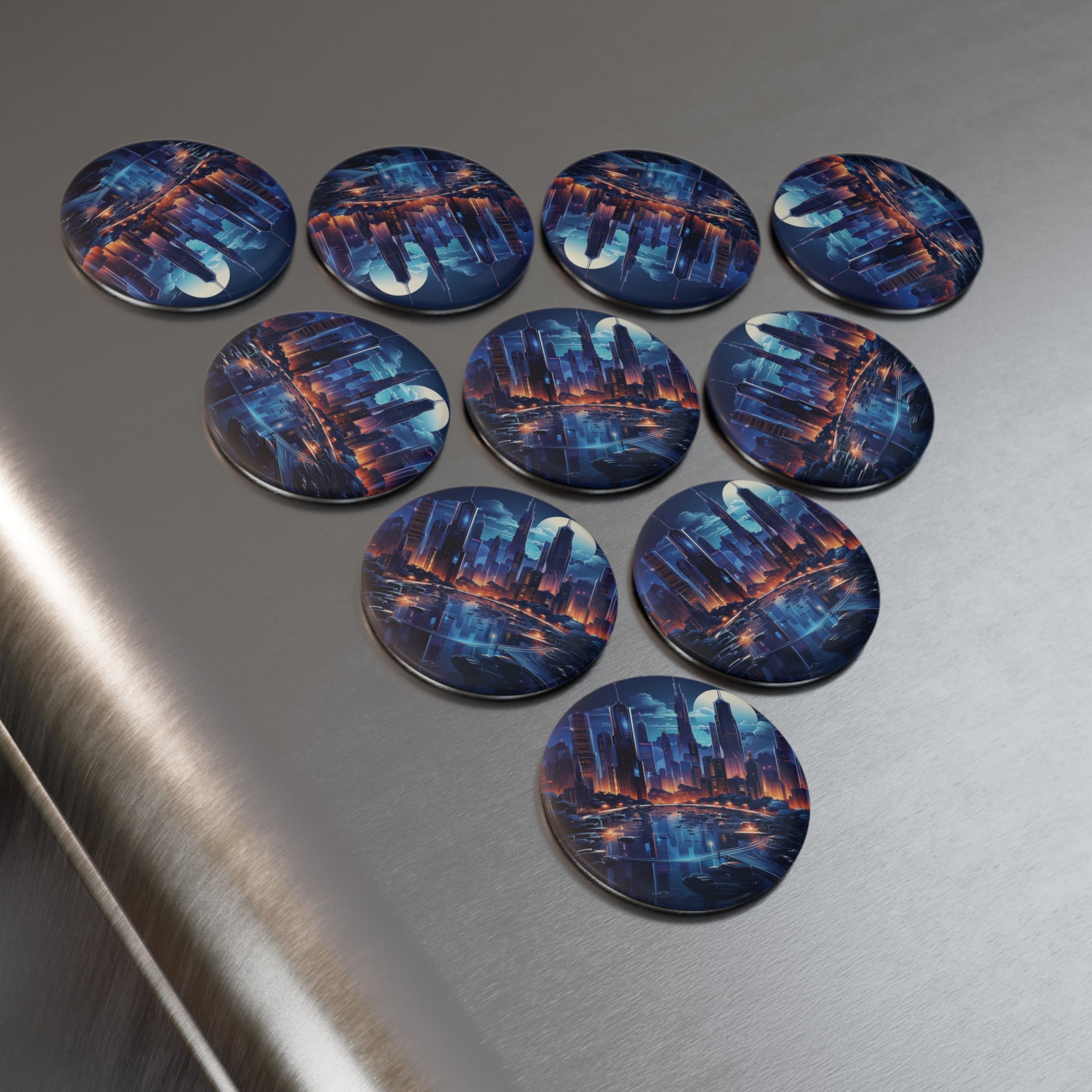 Button Magnet, Round (1 & 10 pcs) - Isometric City Designs 25