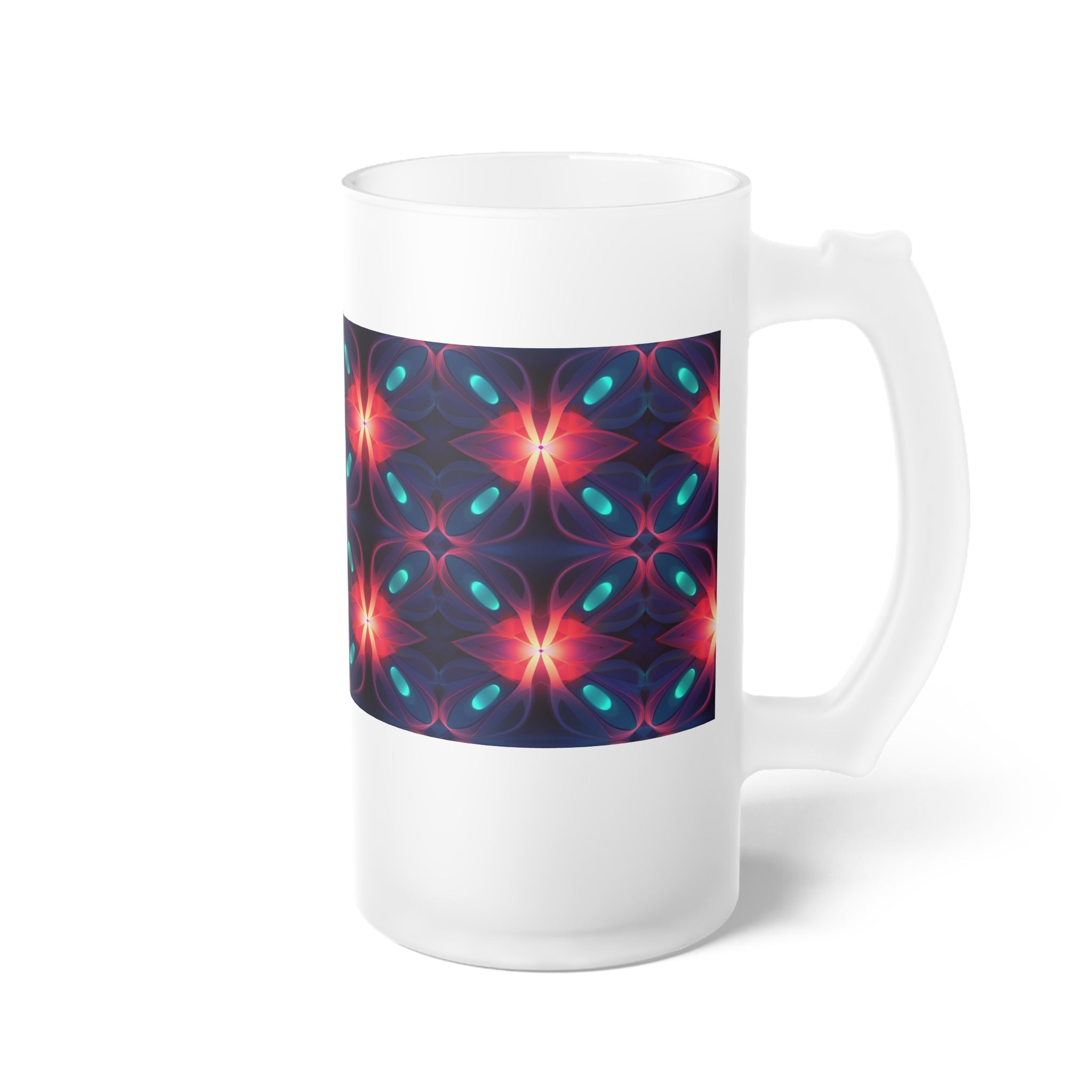 Frosted Glass Beer Mug (AOP) - Seamless Futuristic Designs 04