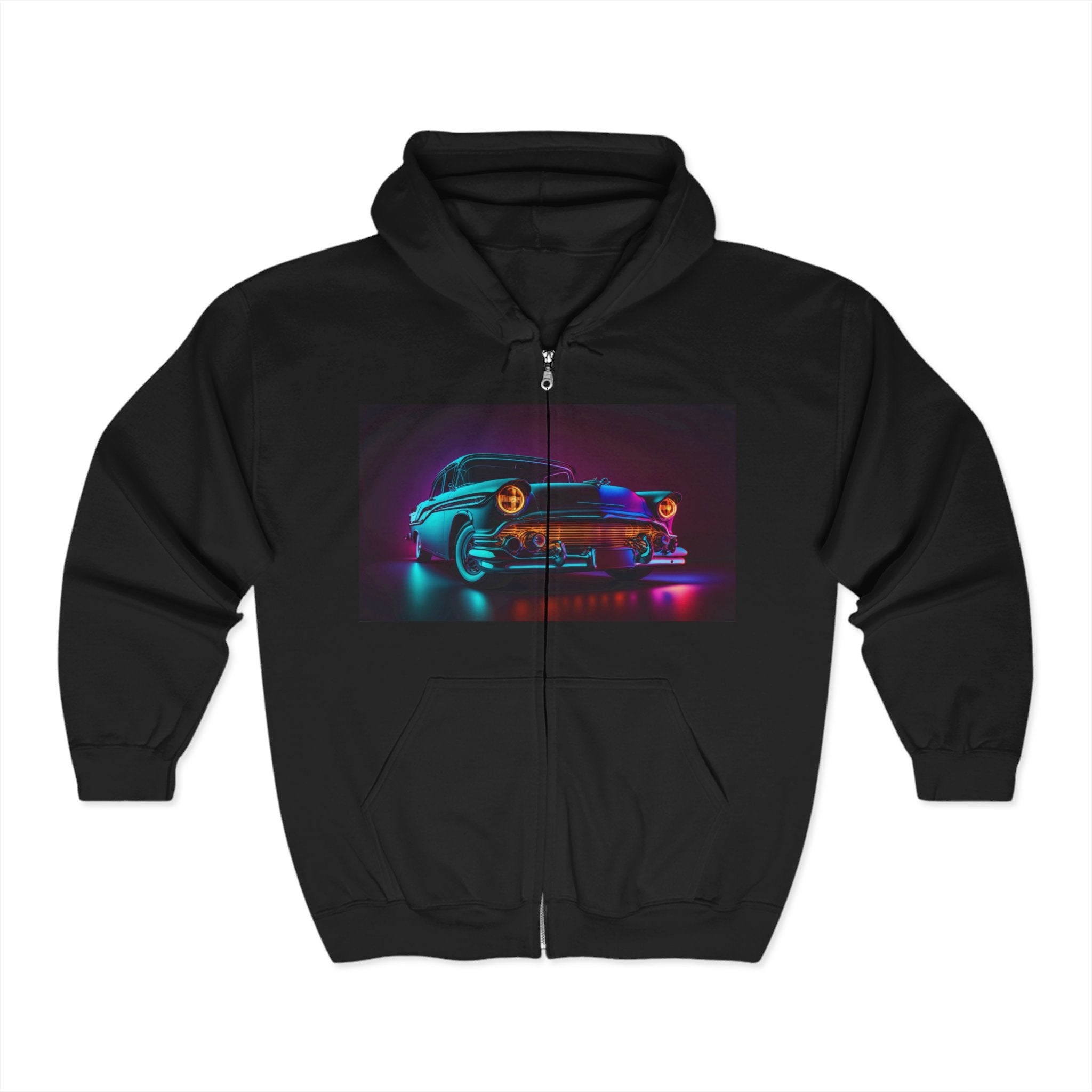 Unisex Heavy Blend™ Full Zip Hooded Sweatshirt - Neon Car 07