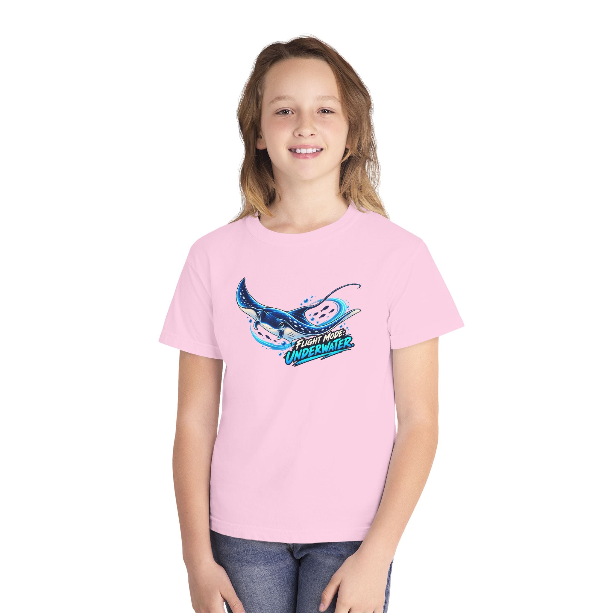 Youth Midweight Cotton Tee - Manta Ray