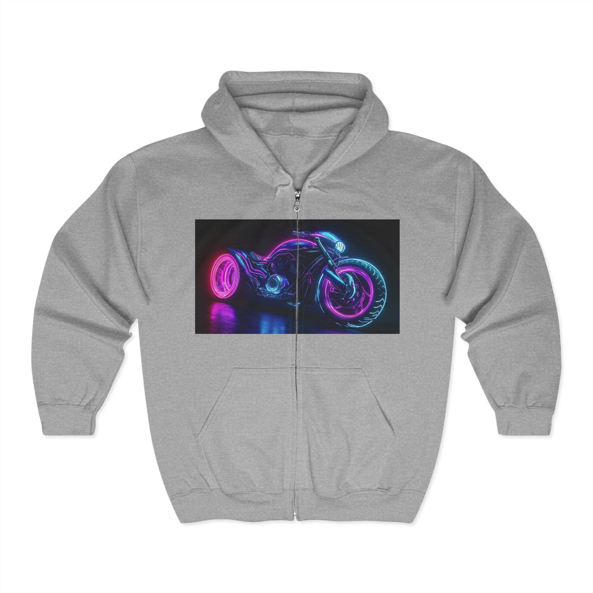 Unisex Heavy Blend™ Full Zip Hooded Sweatshirt - Neon Motorcycle 12