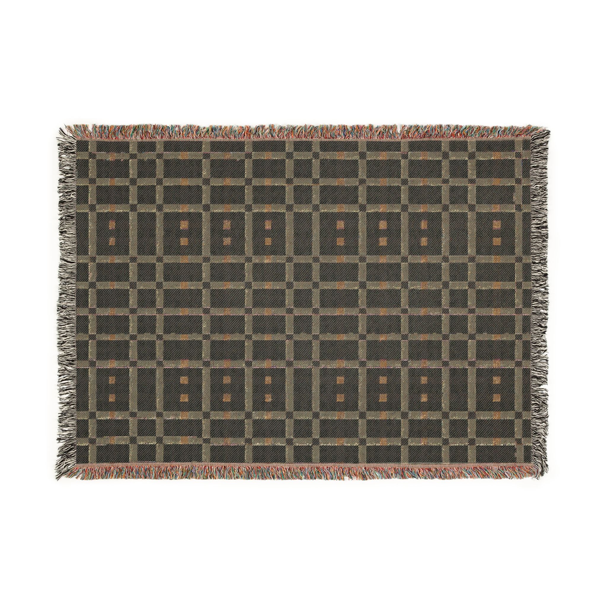 Woven Throw Blanket — Reversible Cozy Check Pattern for Living Room & Cabin - Design 01