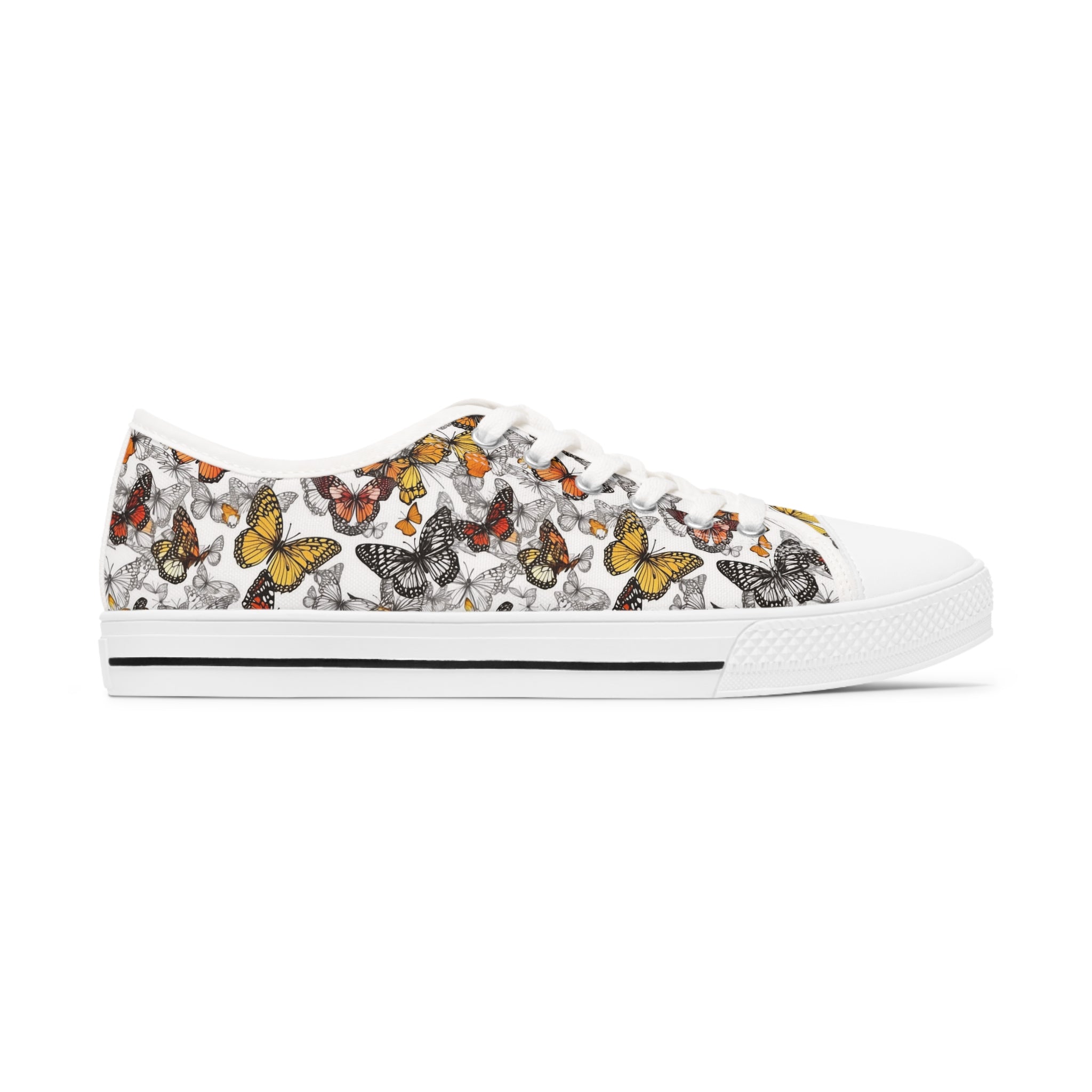 Women's Low Top Sneakers (AOP) - Seamless Butterfly Designs 04