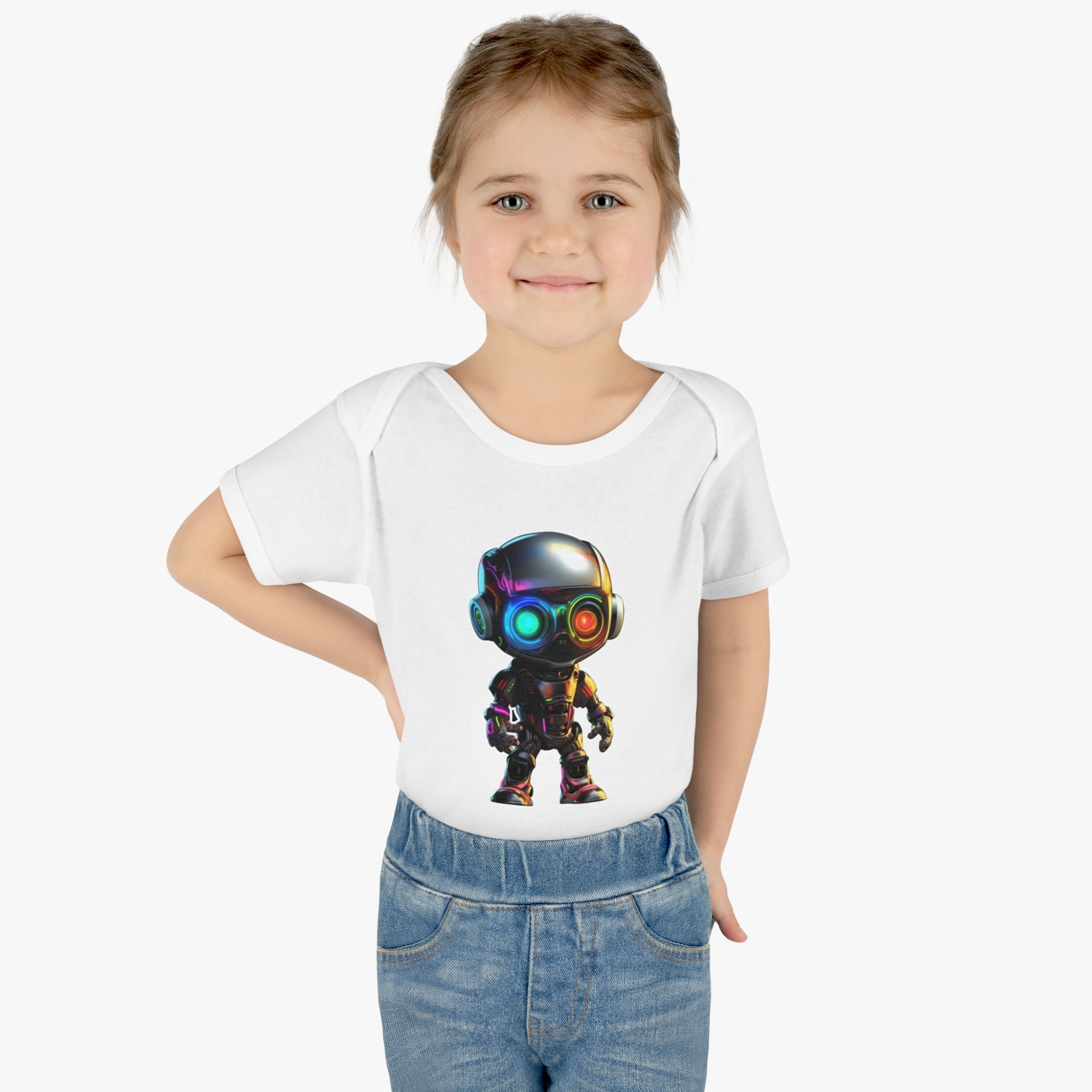 Infant Baby Rib Bodysuit - Byte, Robot Pop Art 06