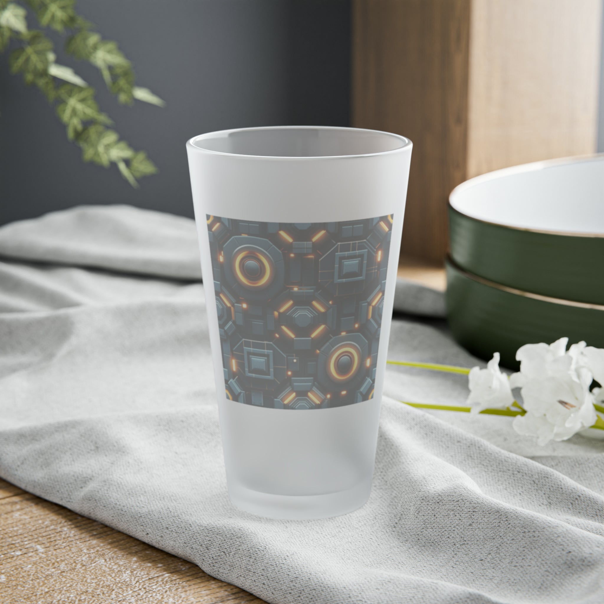 Frosted Pint Glass, 16oz - Vibrant Designs 08