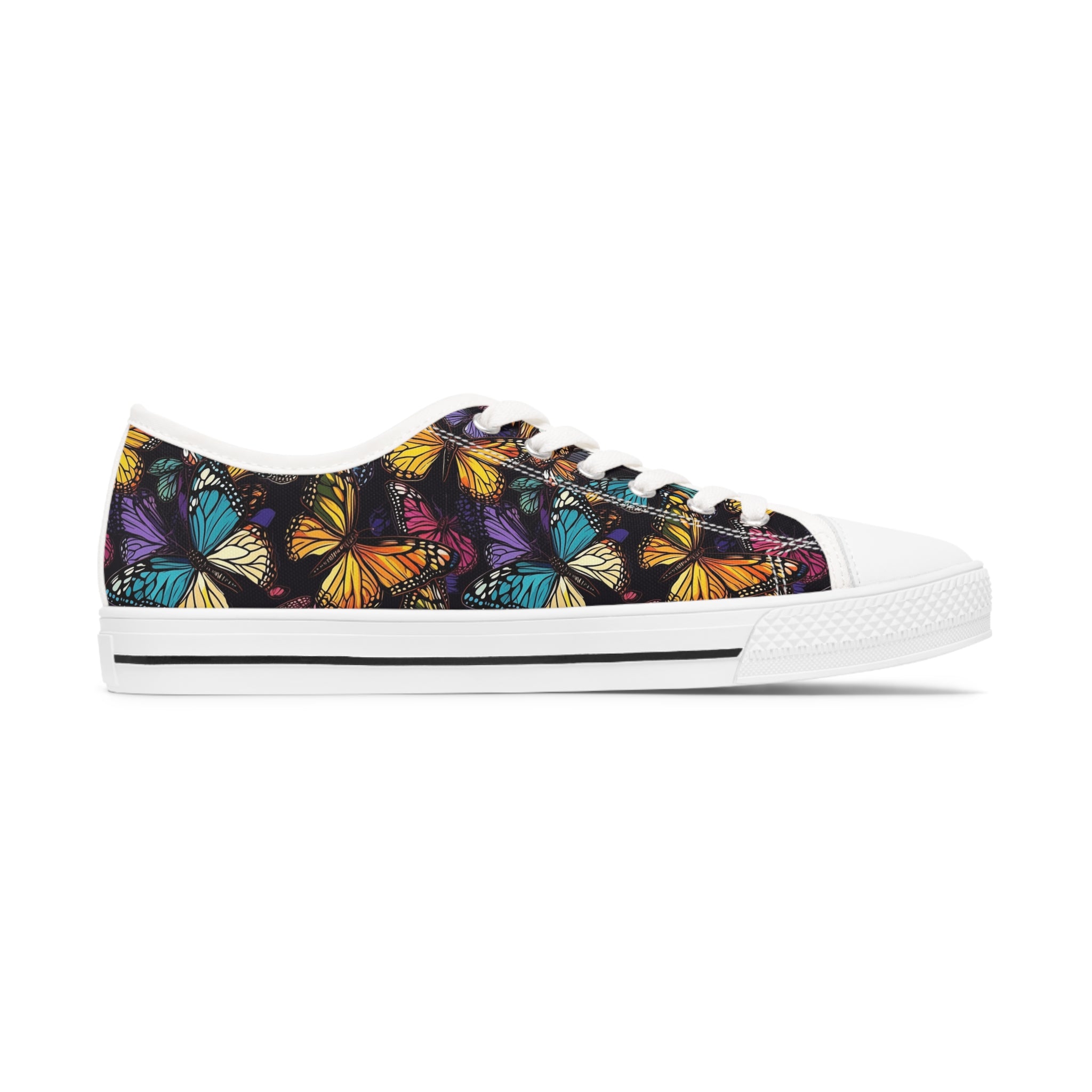 Women's Low Top Sneakers (AOP) - Seamless Butterfly Designs 06