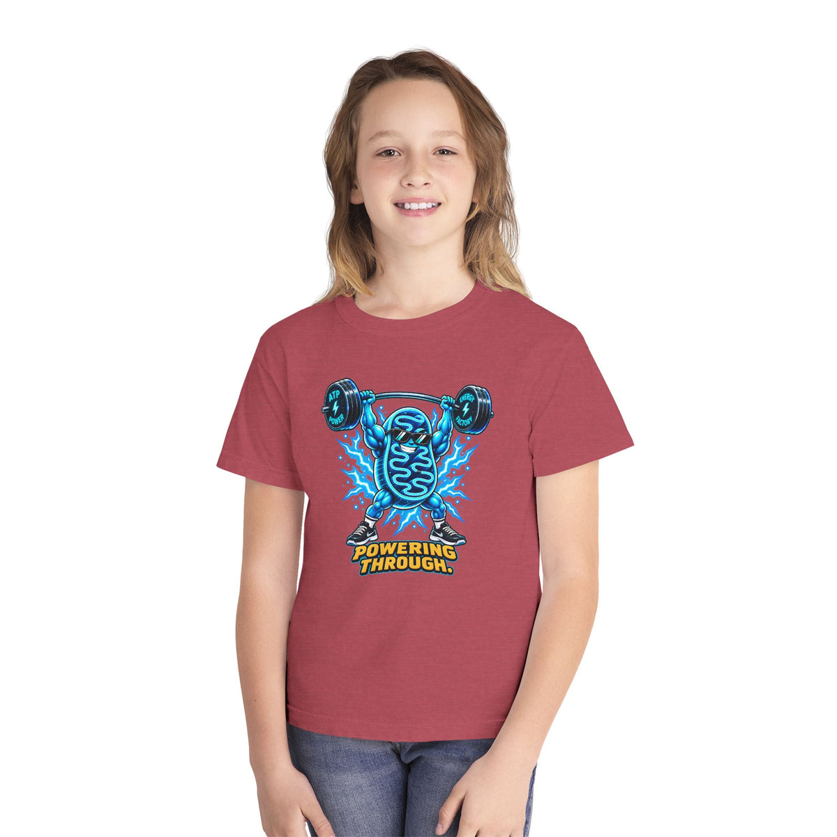 Mitochondria Powerhouse, a Science design, on a youth midweight cotton tee