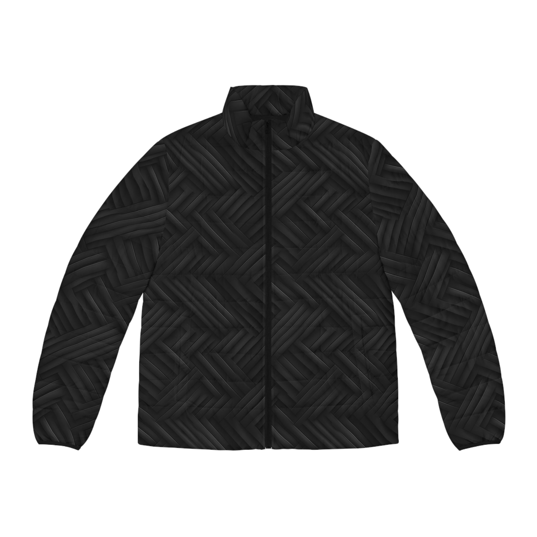 Men's Puffer Jacket (AOP) - Black Noir Designs 01