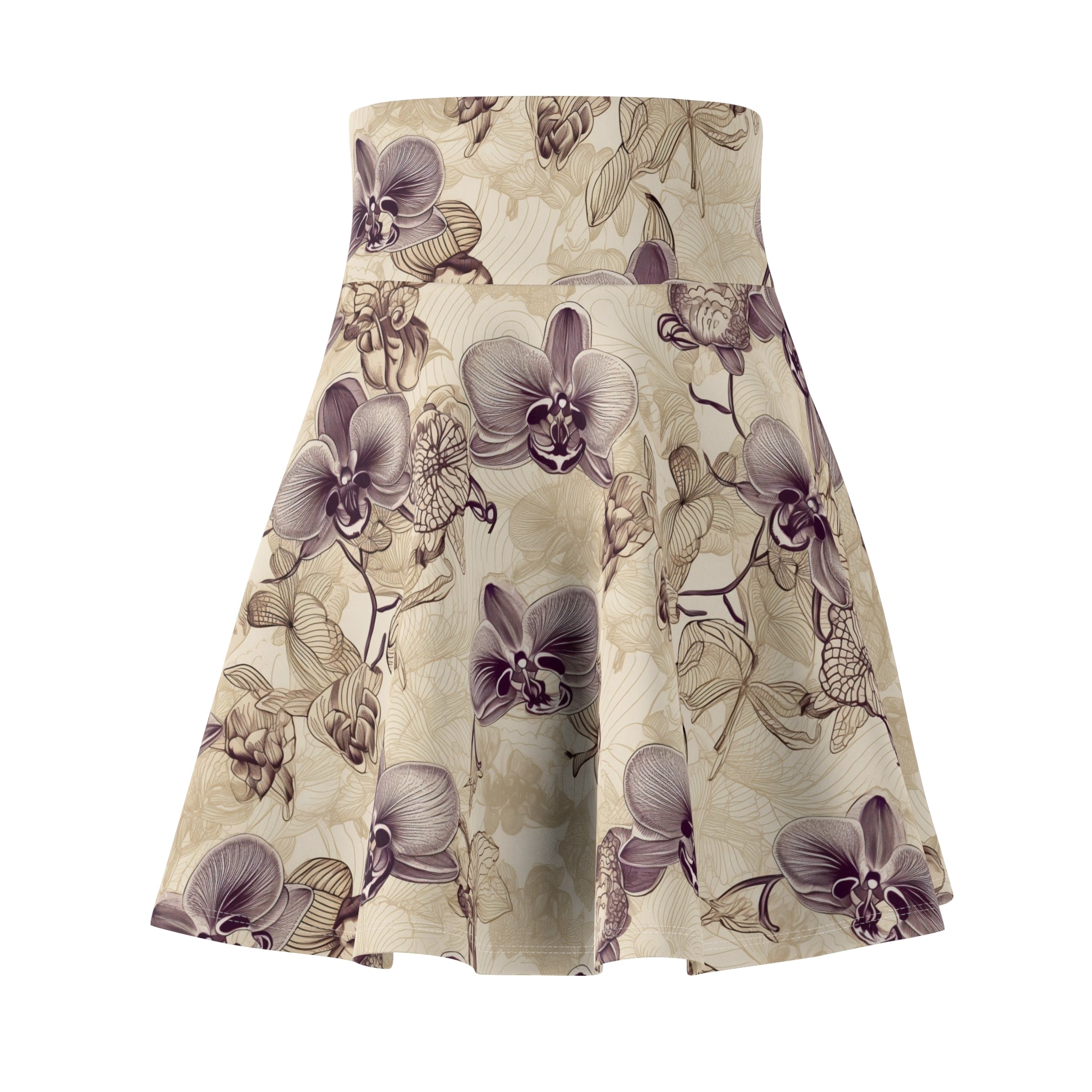 Women's Skater Skirt (AOP) - Seamless Watercolor Designs - Orchids