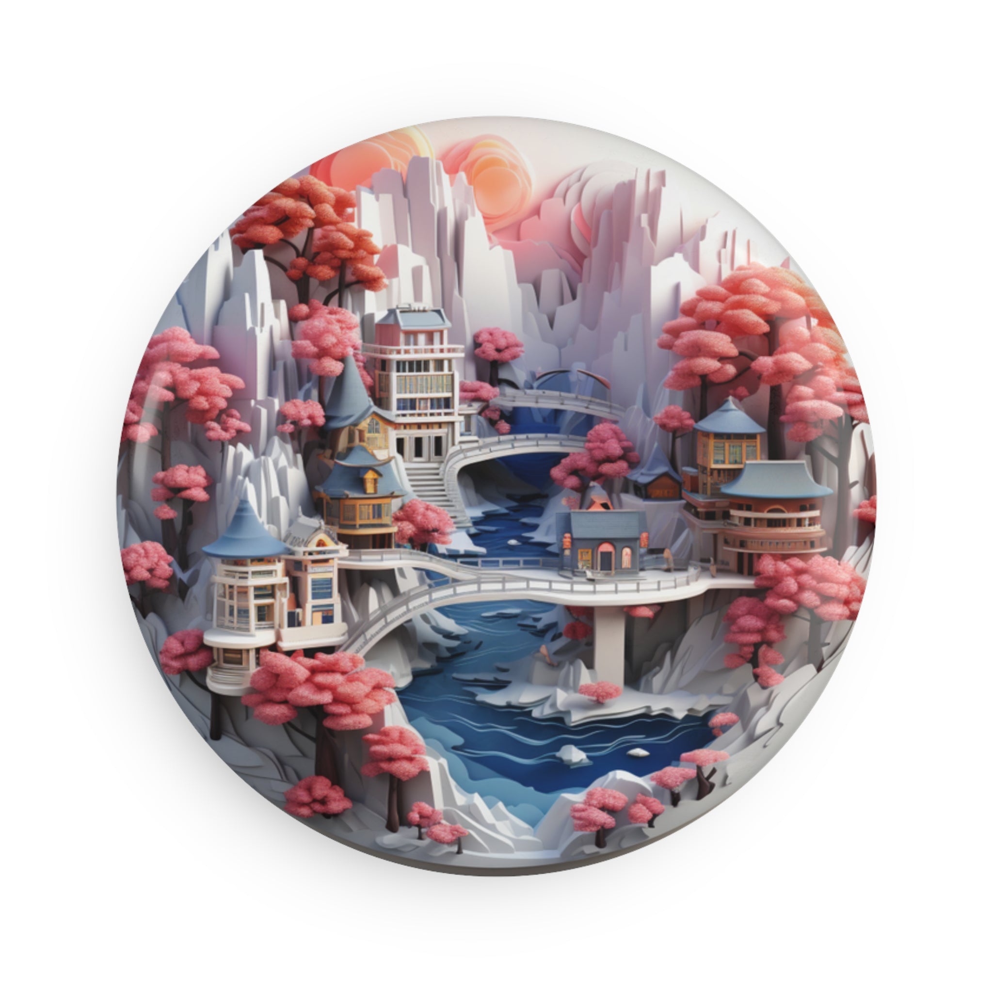 Button Magnet, Round (1 & 10 pcs) - Isometric City Designs 03