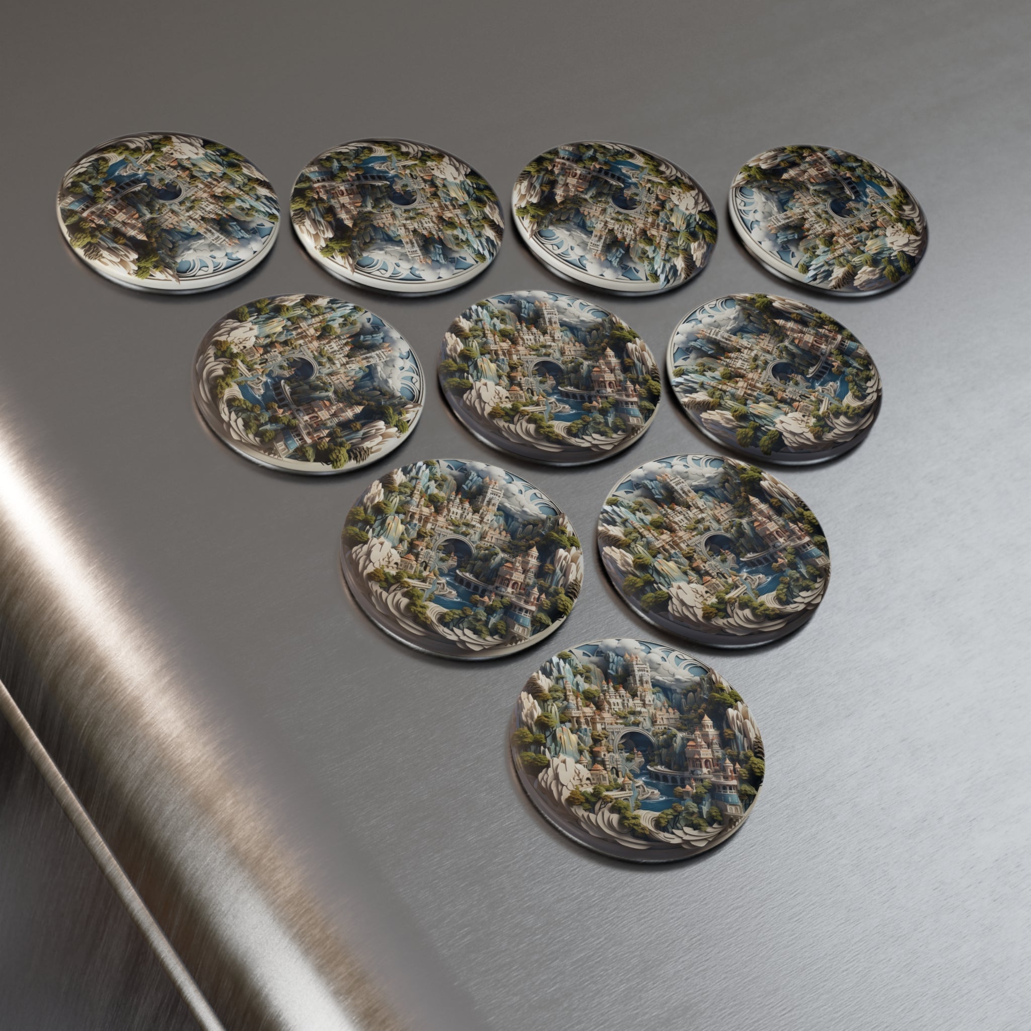 Button Magnet, Round (1 & 10 pcs) - Isometric City Designs 20