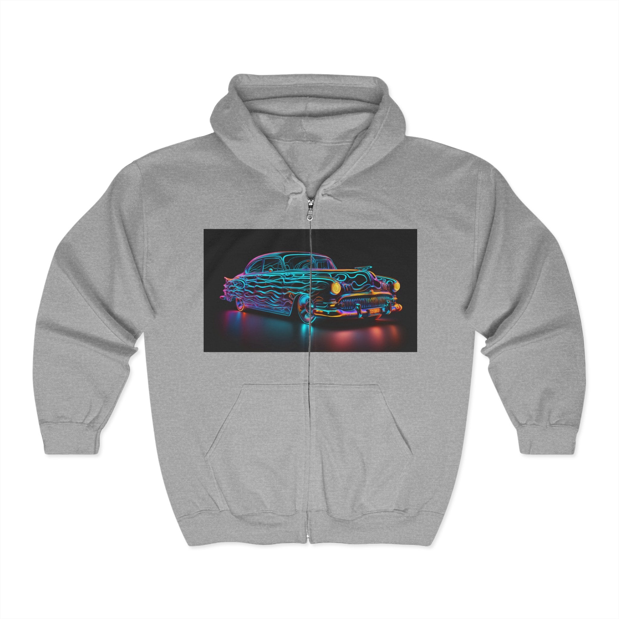 Unisex Heavy Blend™ Full Zip Hooded Sweatshirt - Neon Car 08