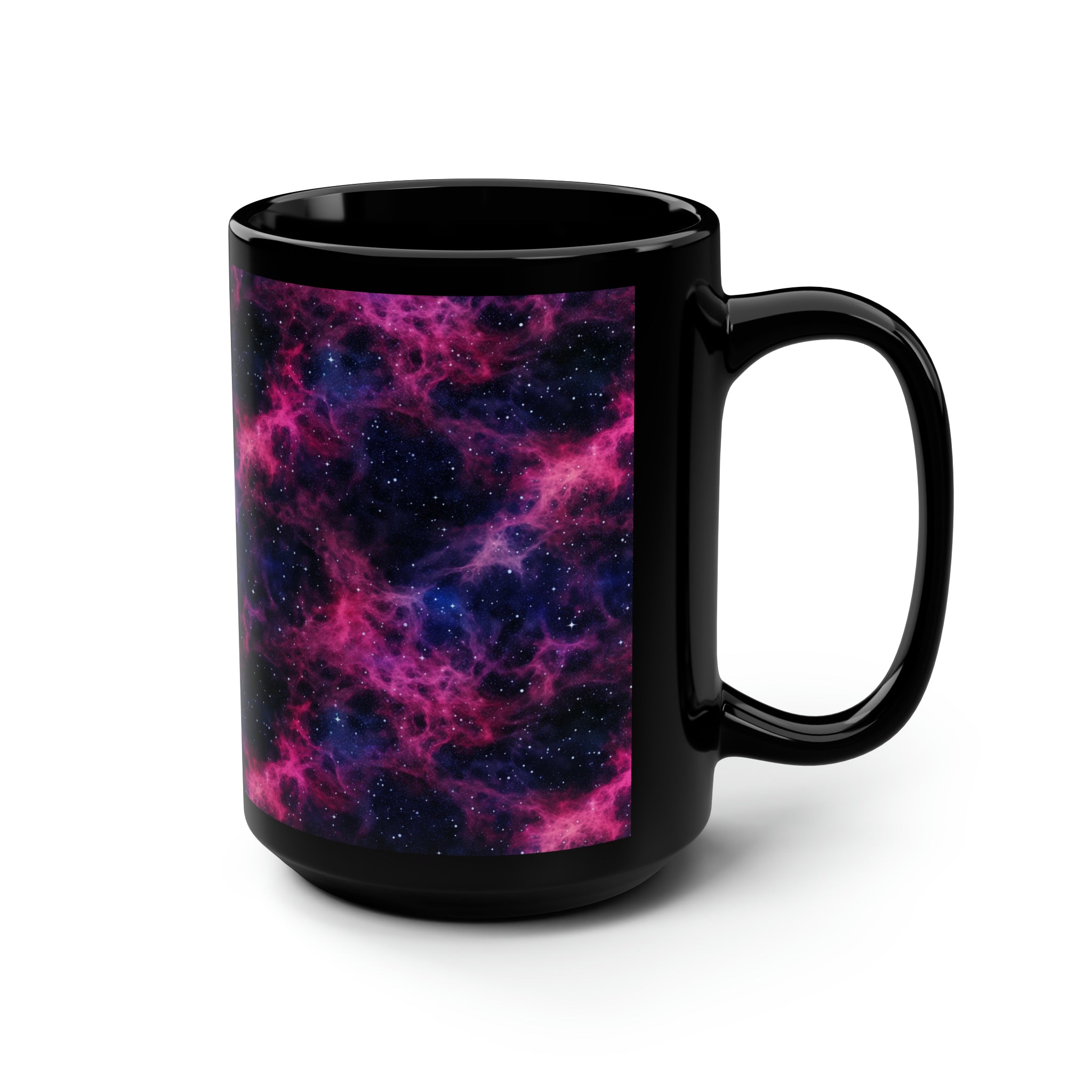 Black Mug, 15oz (AOP) - Fantasy Galaxies 02